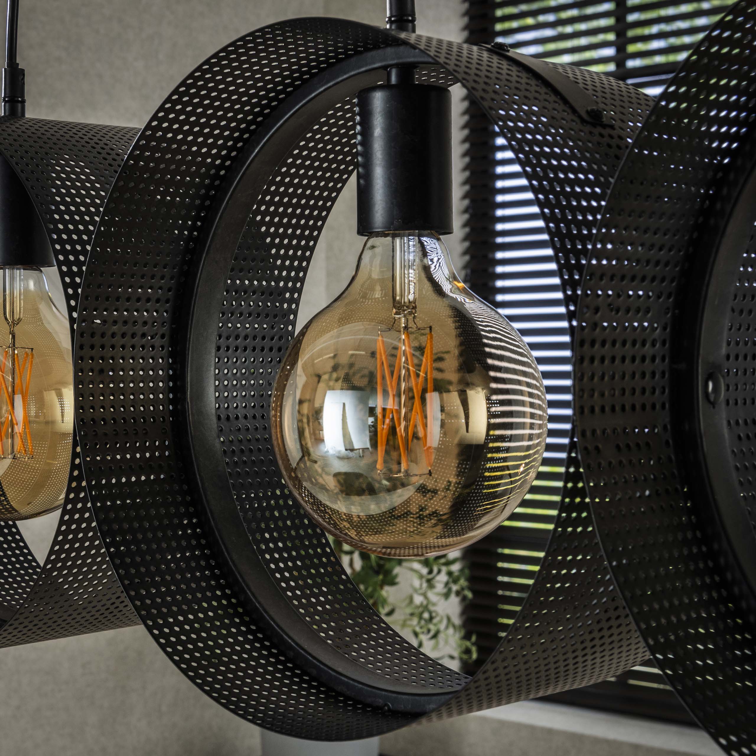 Lampe suspendue Ring mesh 4 lumières - Charbon