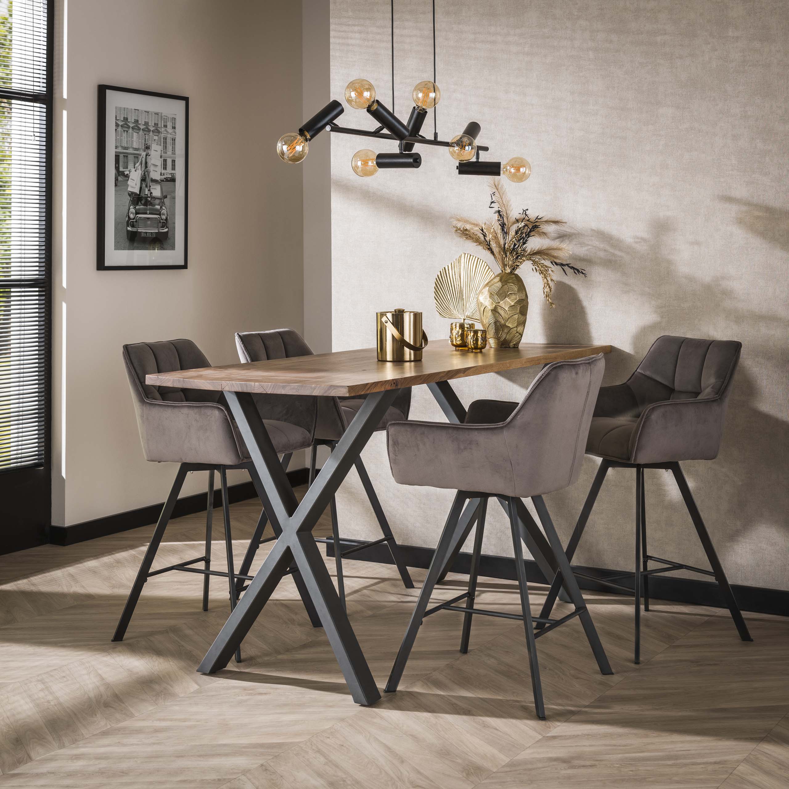 Grille de chaise de bar rotative. VPE2 / Velours anthracite