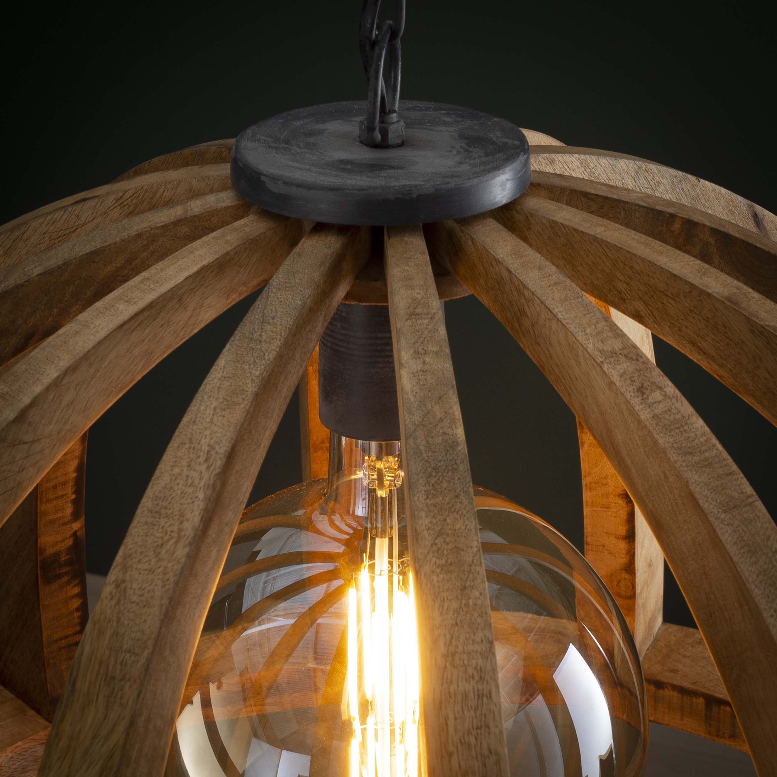 Lampe à suspension Orba 1 lumière Ø60 cm - Manguier massif
