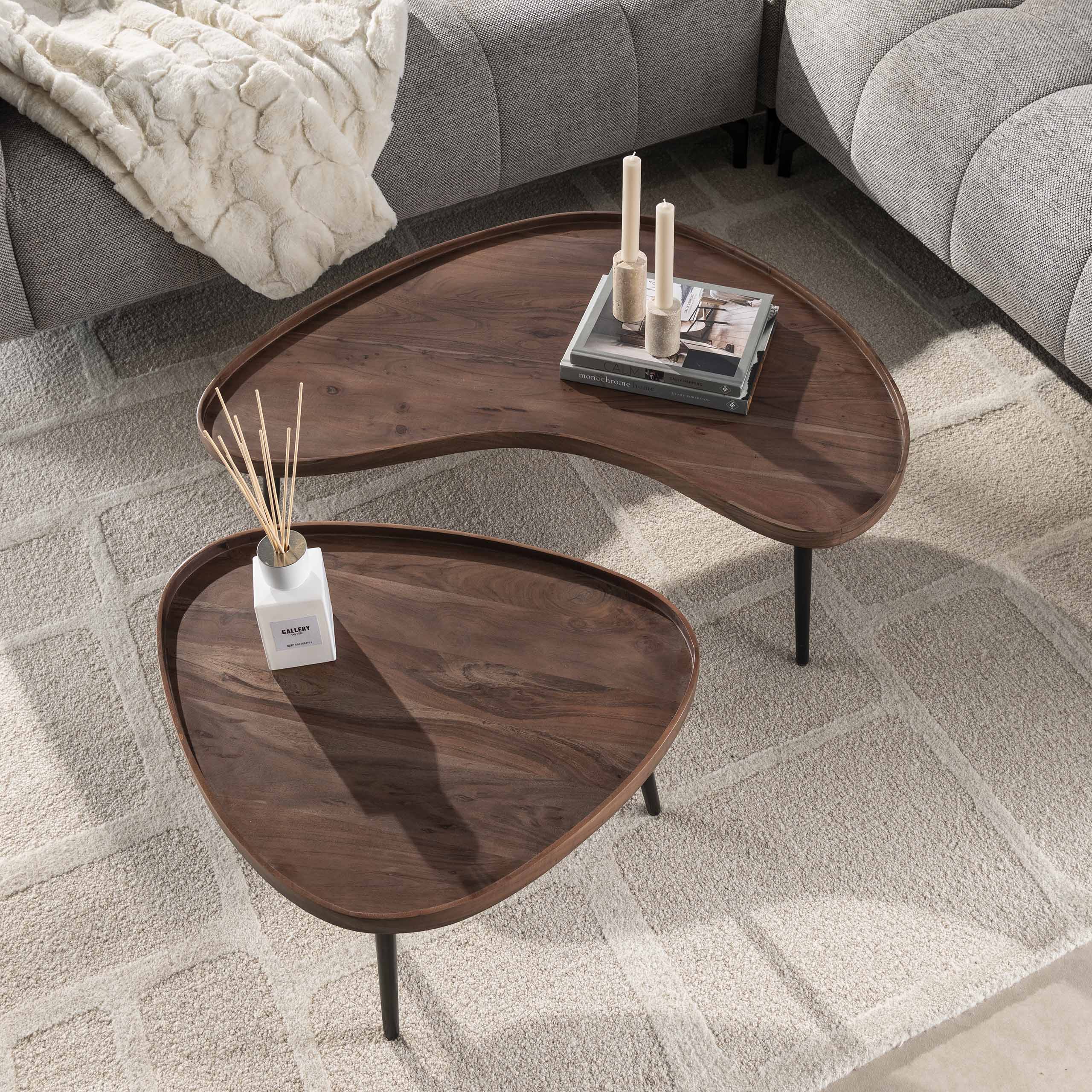 Table basse Carve bio - lot de 2 - marron acacia