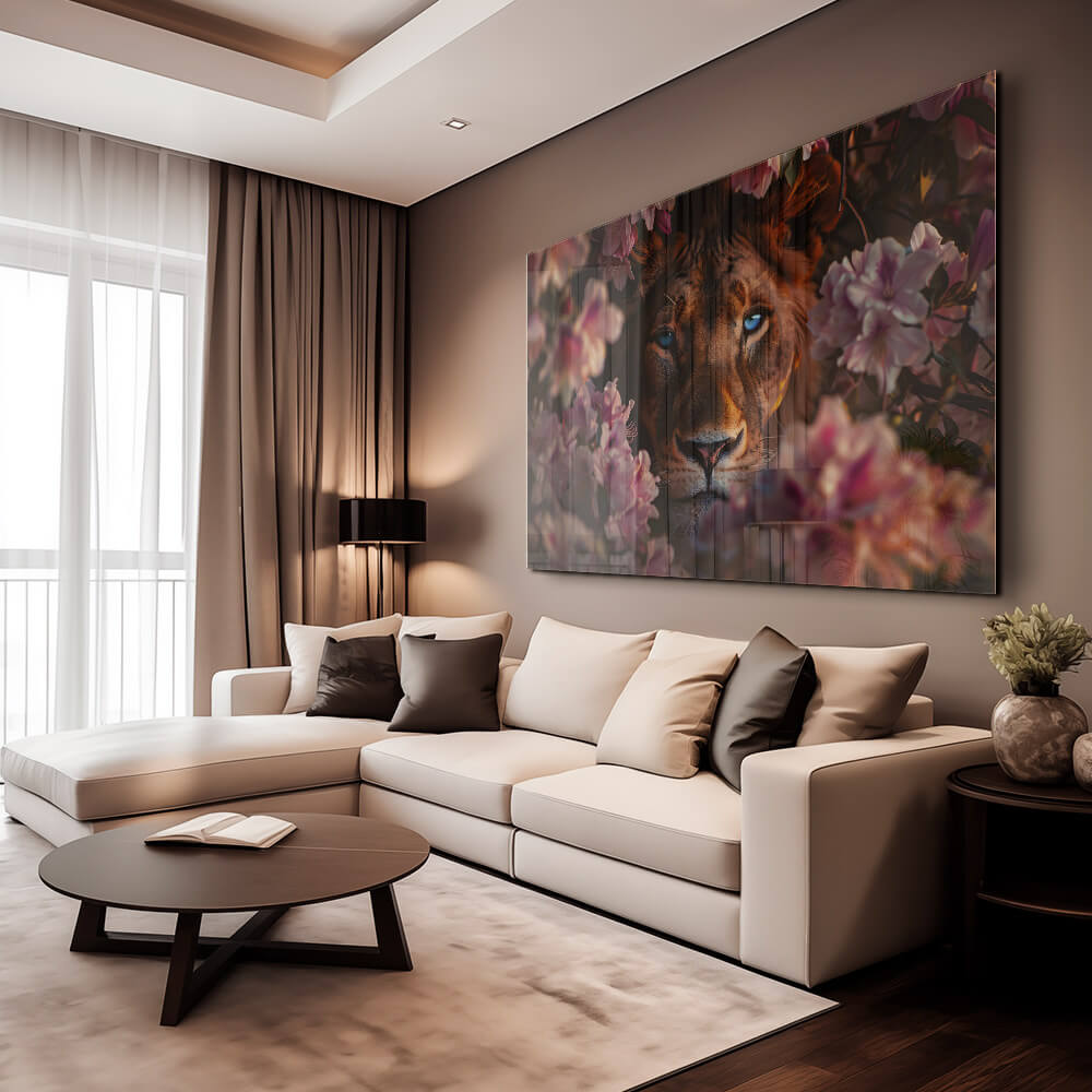 Lion in Flowers II – Verre