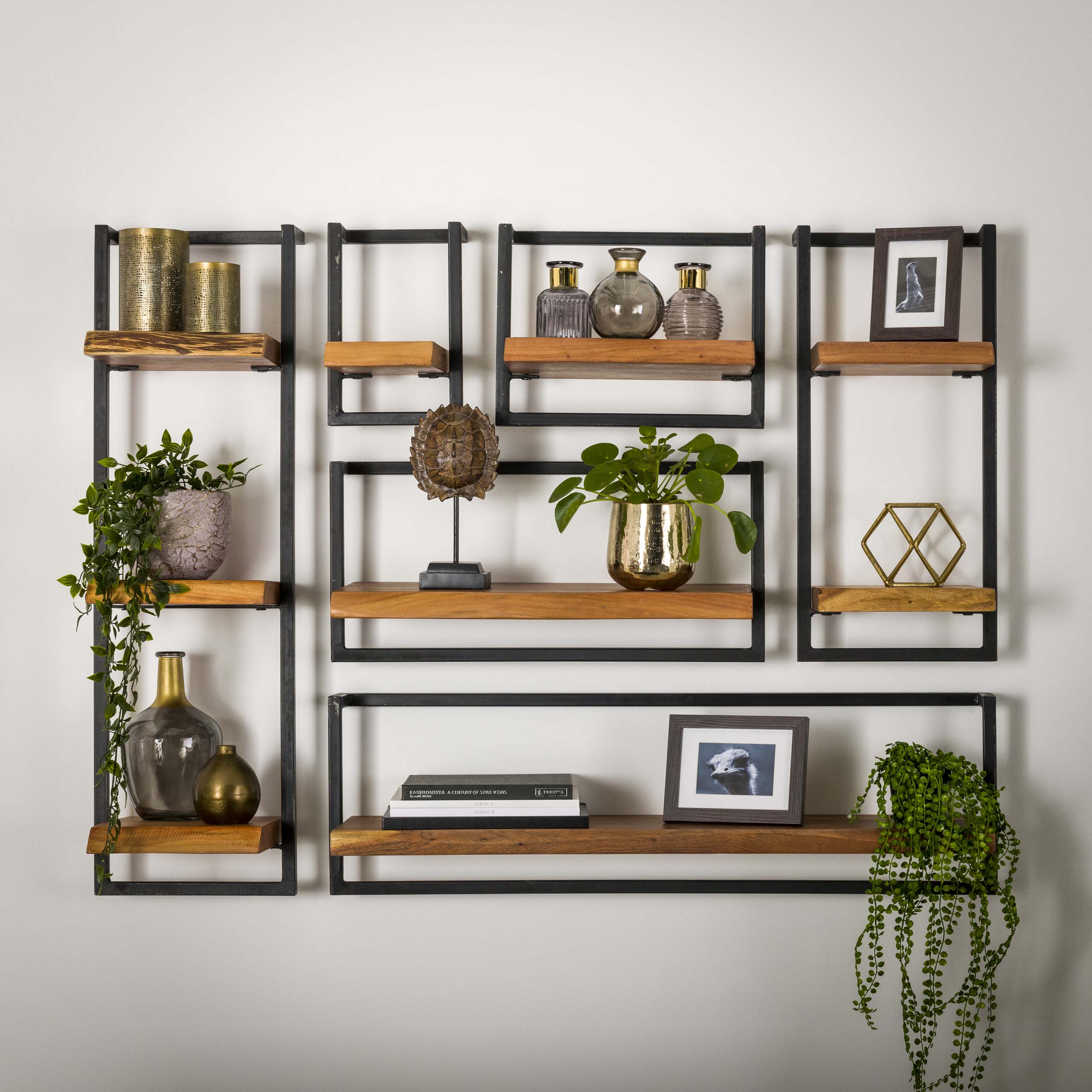 Etagère murale Edge Frame 30 cm - Acacia massif
