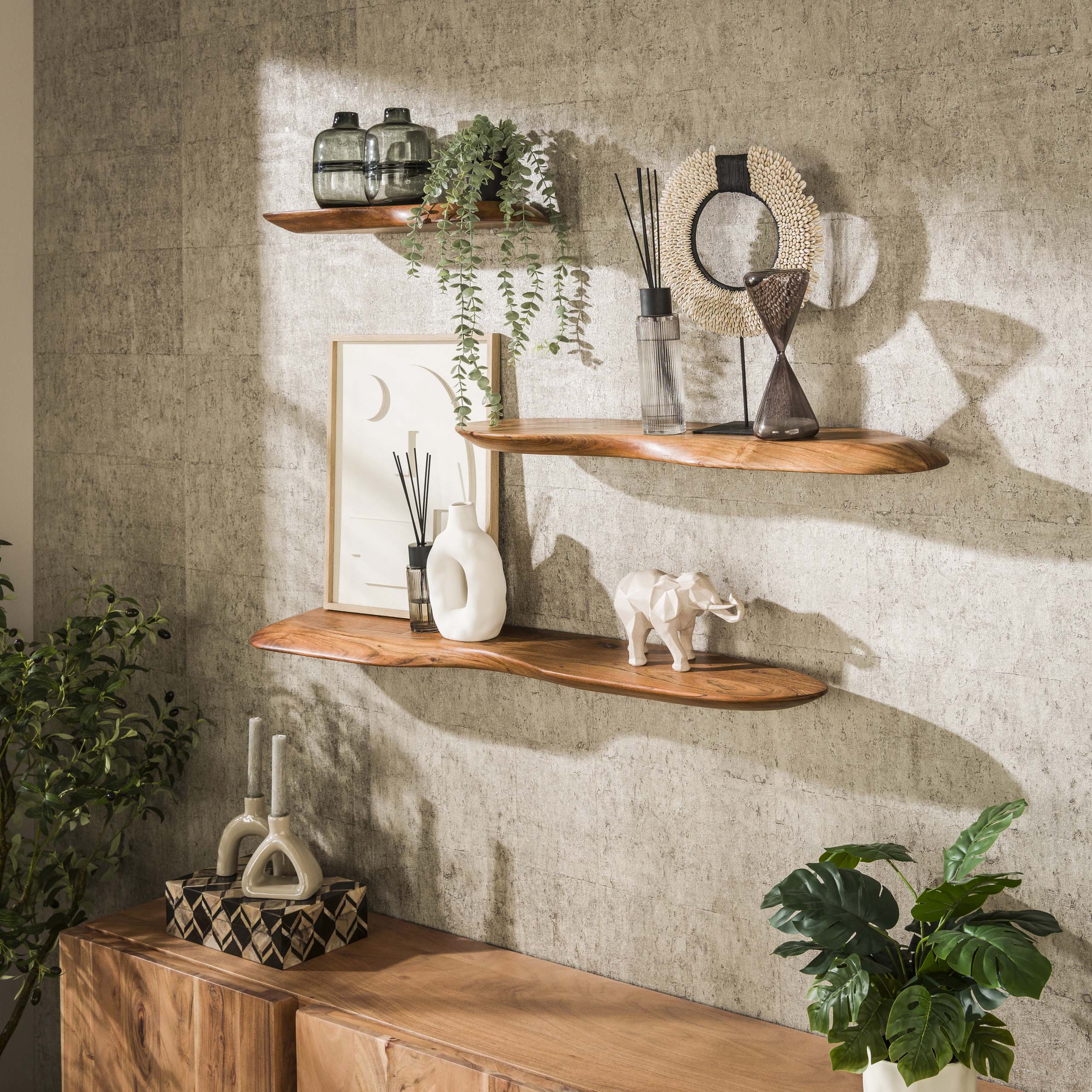Etagère murale Organic 90 cm - Acacia massif naturel