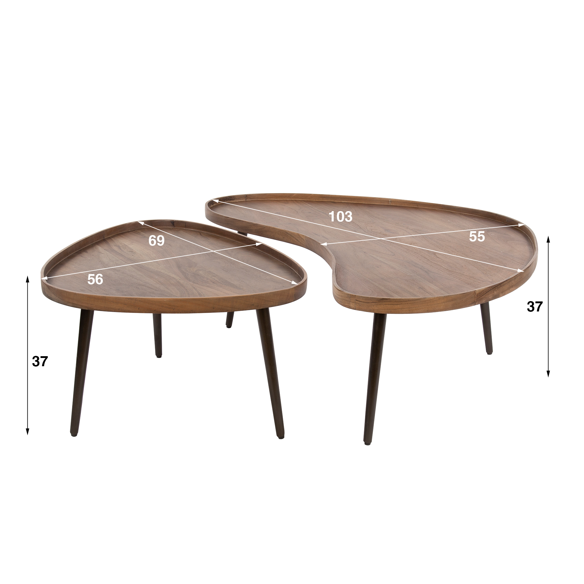 Table basse Carve bio - lot de 2 - marron acacia