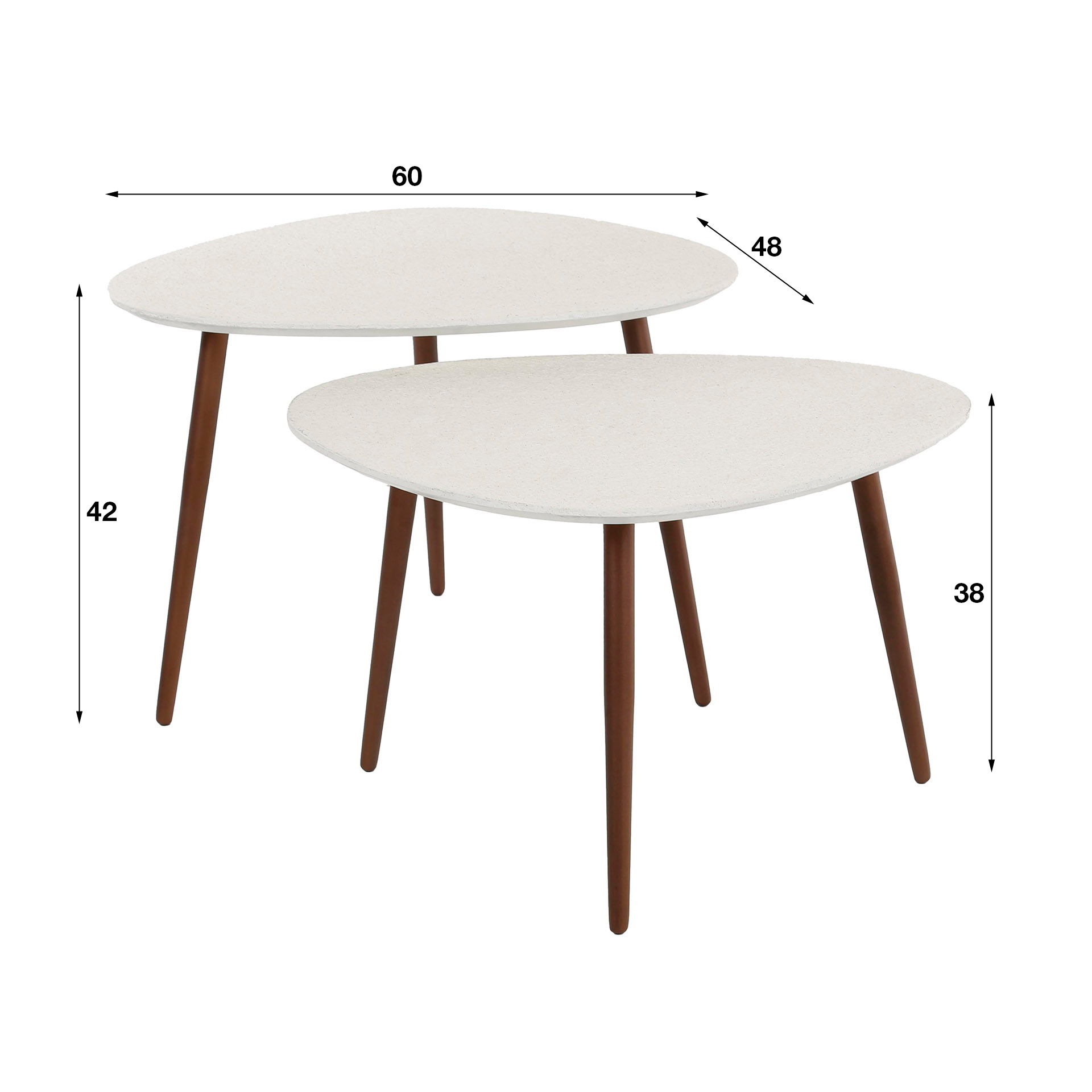 Ensemble de tables basses/2 pierres triangulaires / composite de marbre