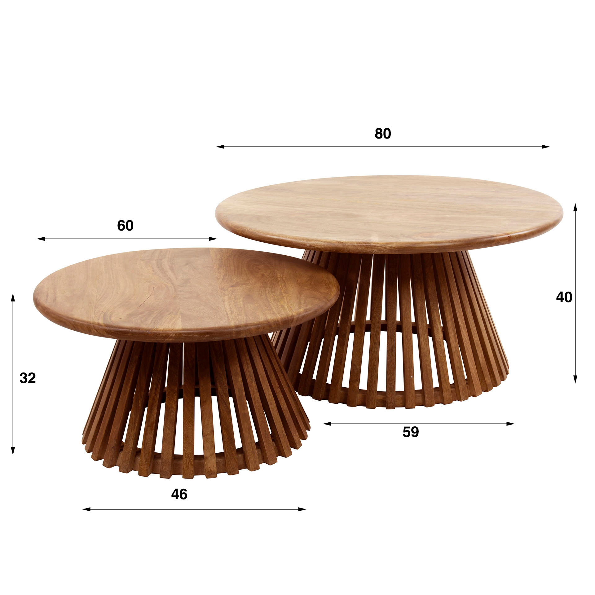 Ensemble table basse/2 tweak conique / Couleur sable mangue massif