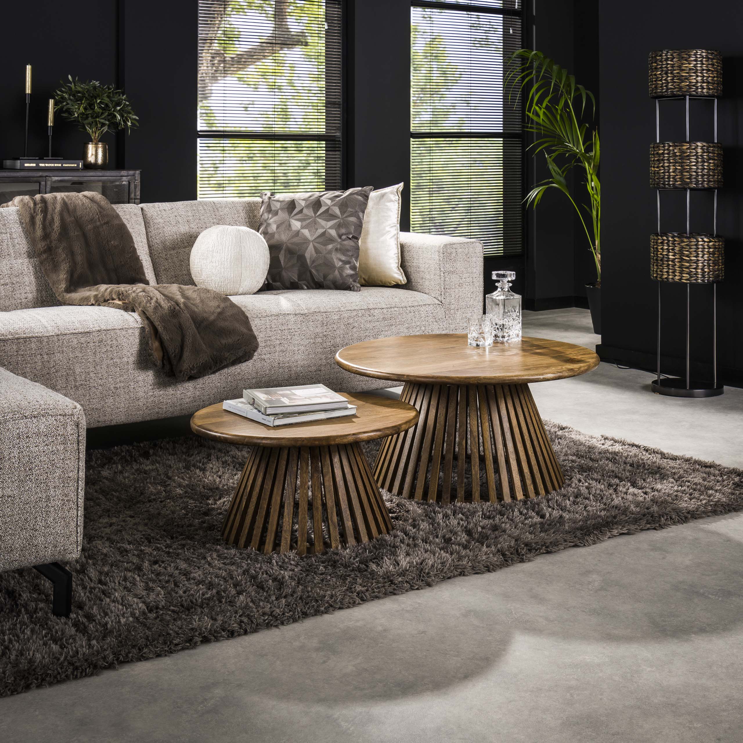 Ensemble table basse/2 tweak conique / Couleur sable mangue massif