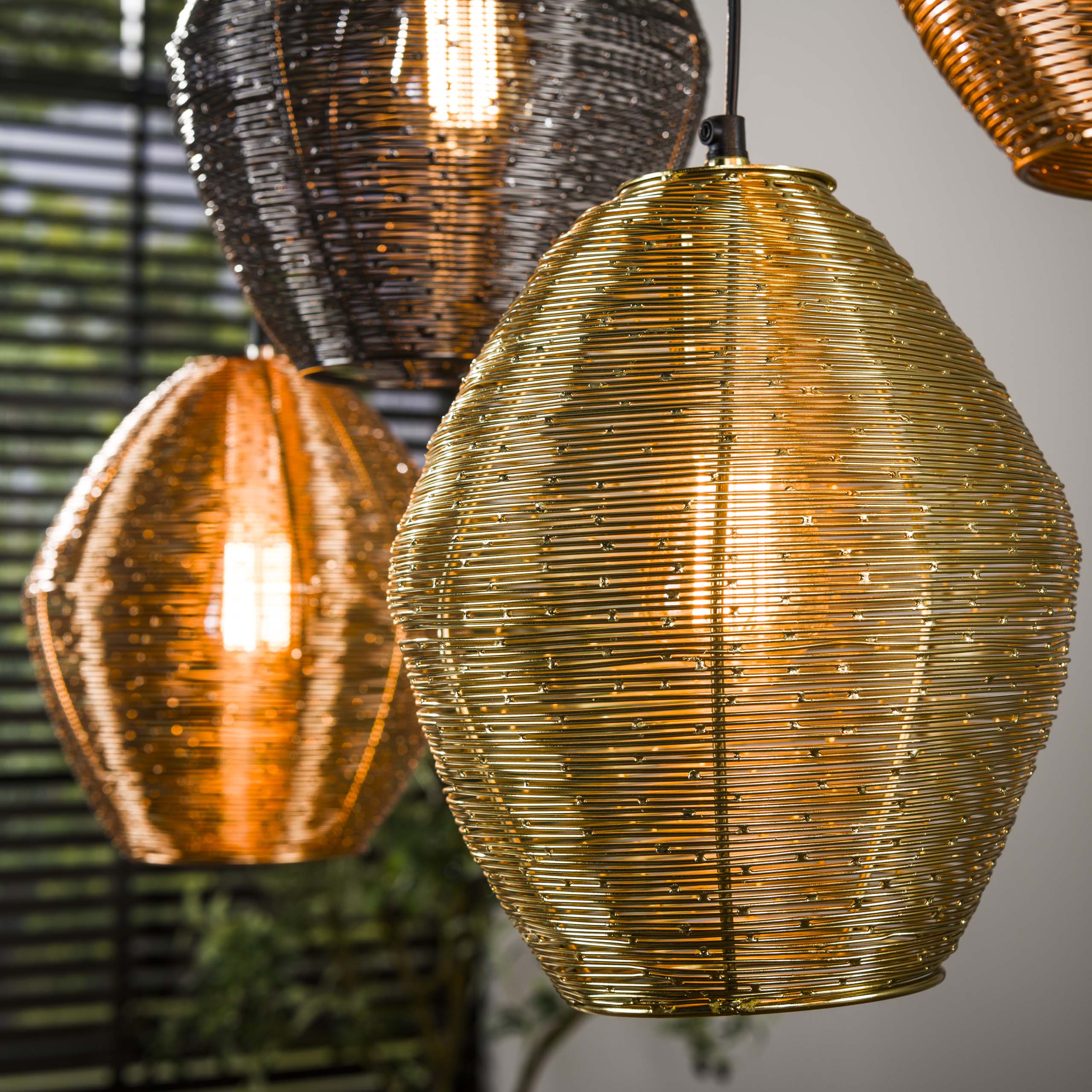 Lampe suspendue 5L web mix / Couleur mix nickel mat