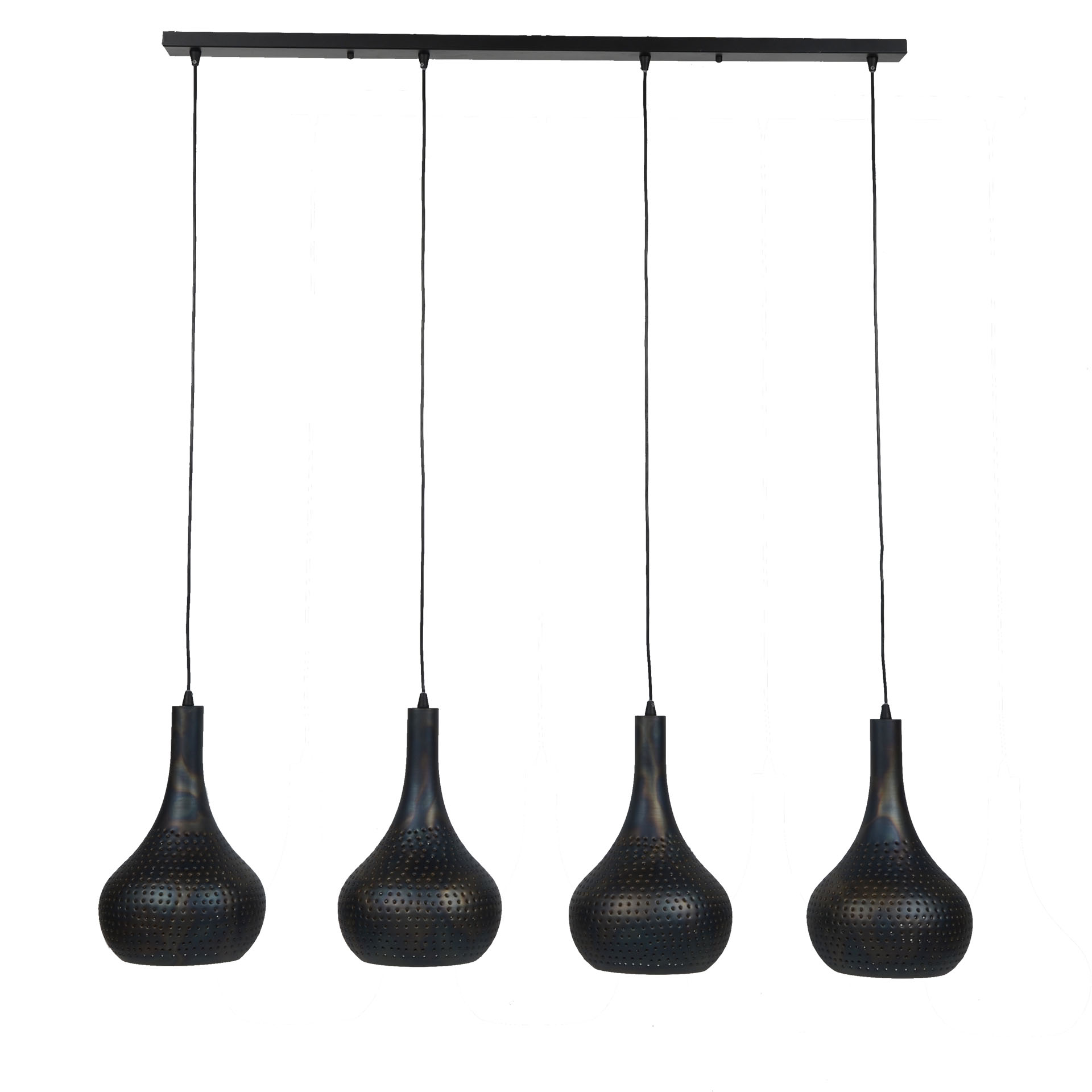 Lampe suspendue 4L punch cône / Marron noir