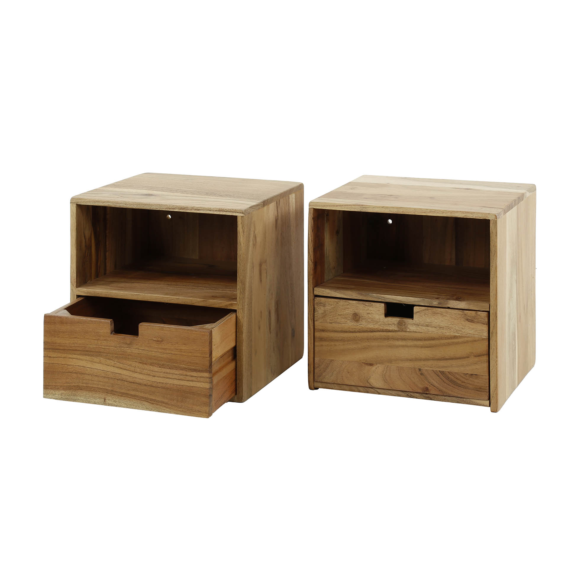 Set de tables de chevet/2 XS suspendus à plat / Acacia massif naturel