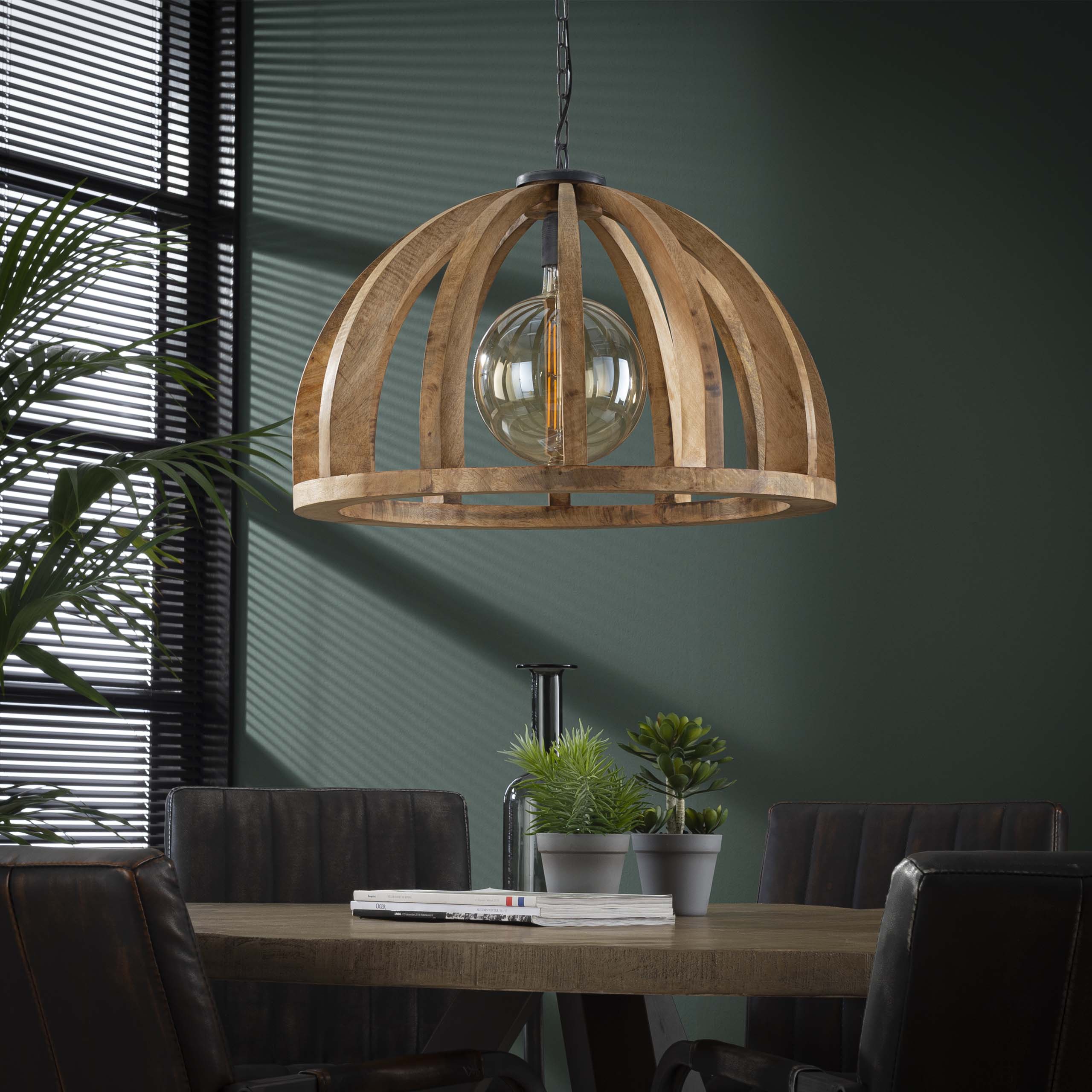 Lampe à suspension Orba 1 lumière Ø60 cm - Manguier massif