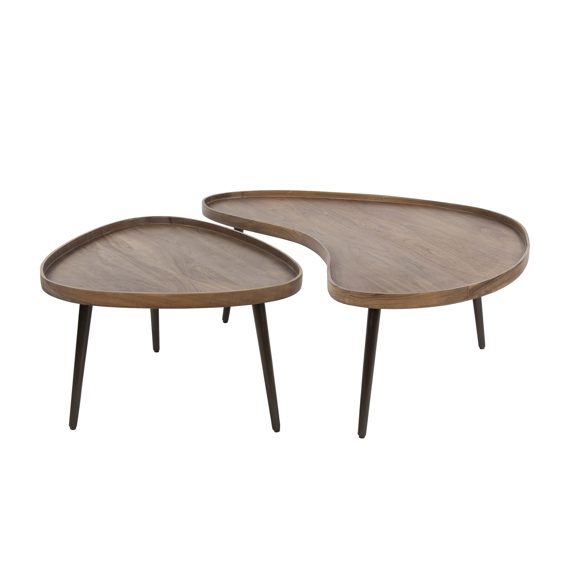 Table basse Carve bio - lot de 2 - marron acacia