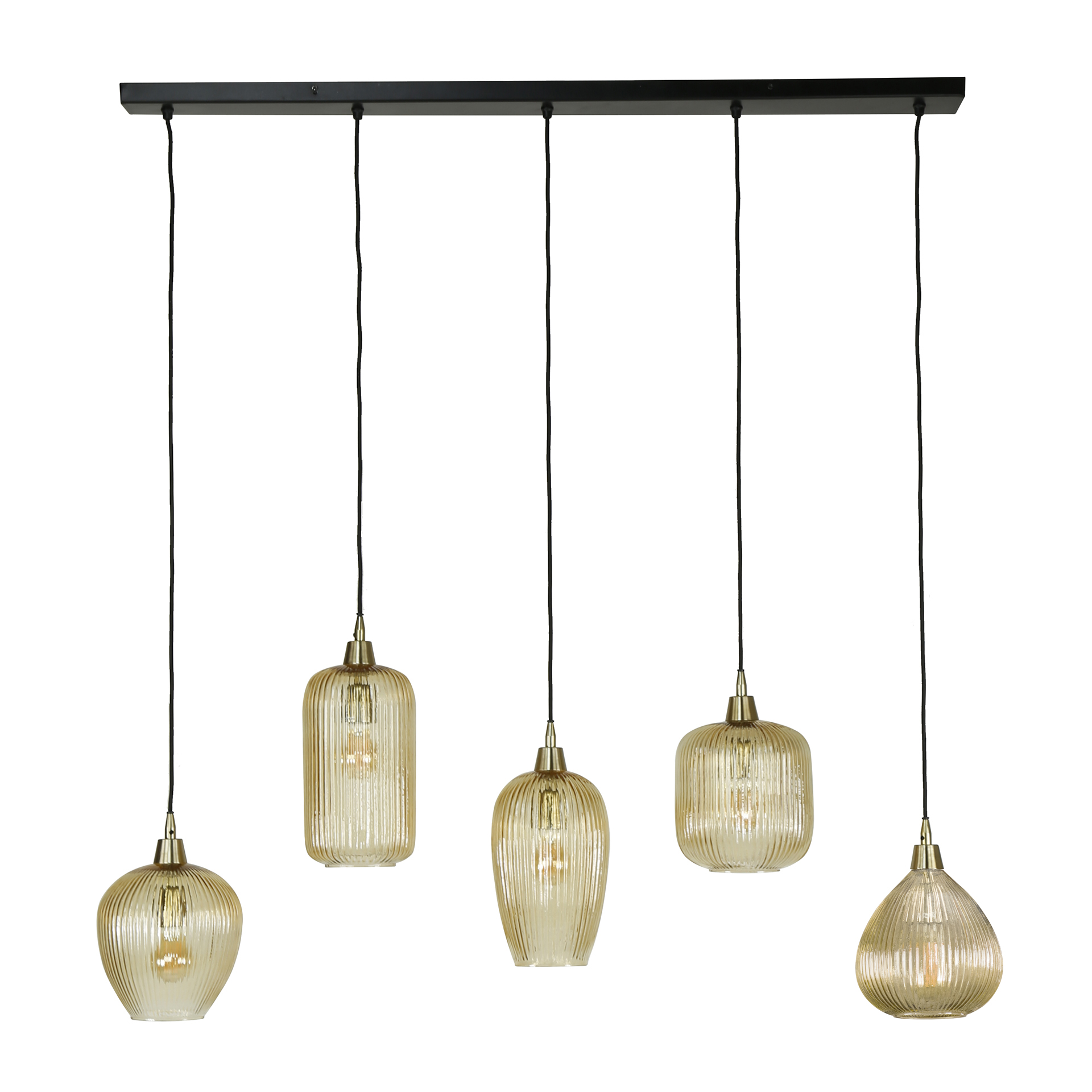 Lampe à suspension Stripe 5 lumières - verre ambré