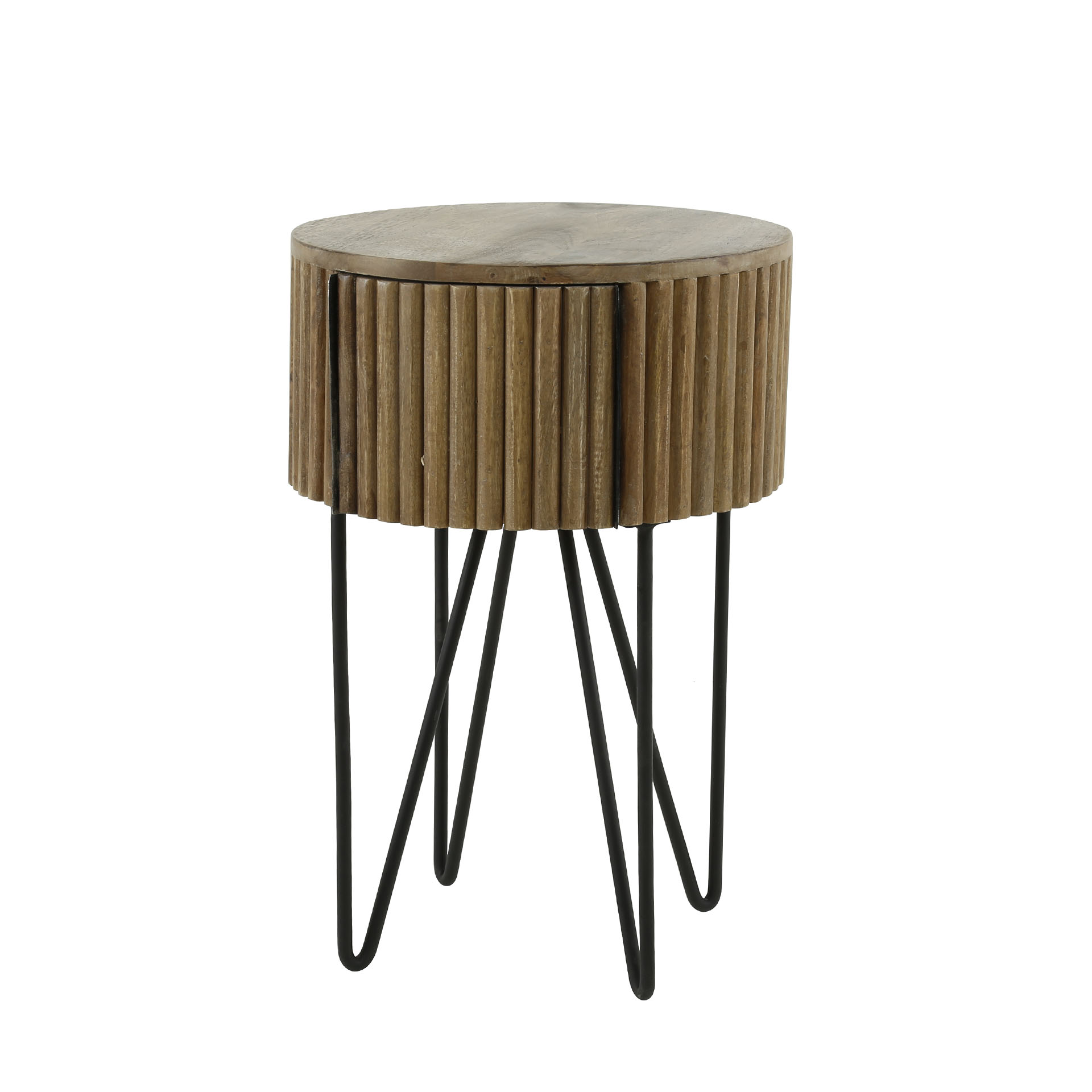 Table de chevet 1L tweak ronde / Couleur sable manguier massif