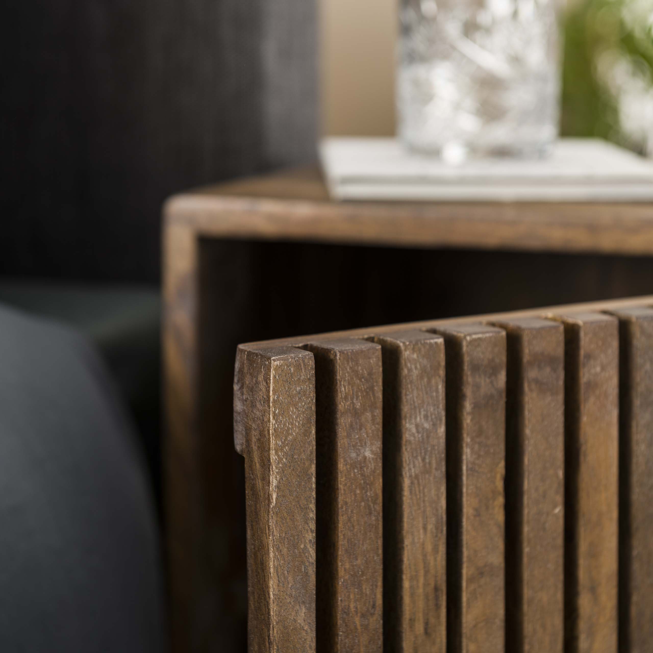 Table de chevet Tweak 1 porte - lot de 2 - Manguier massif sable