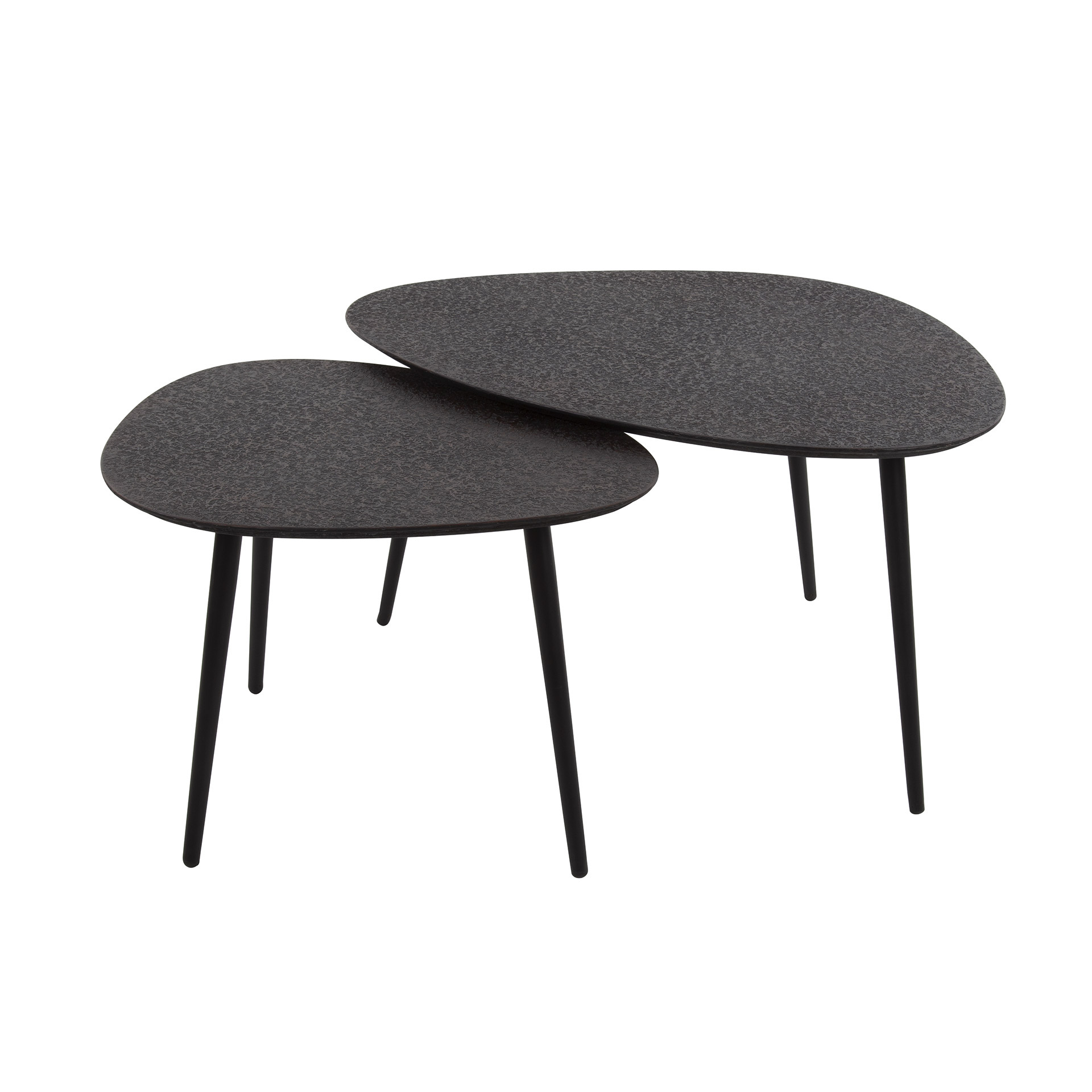 Set de tables basses/2 triangulaires métallisé / Gris