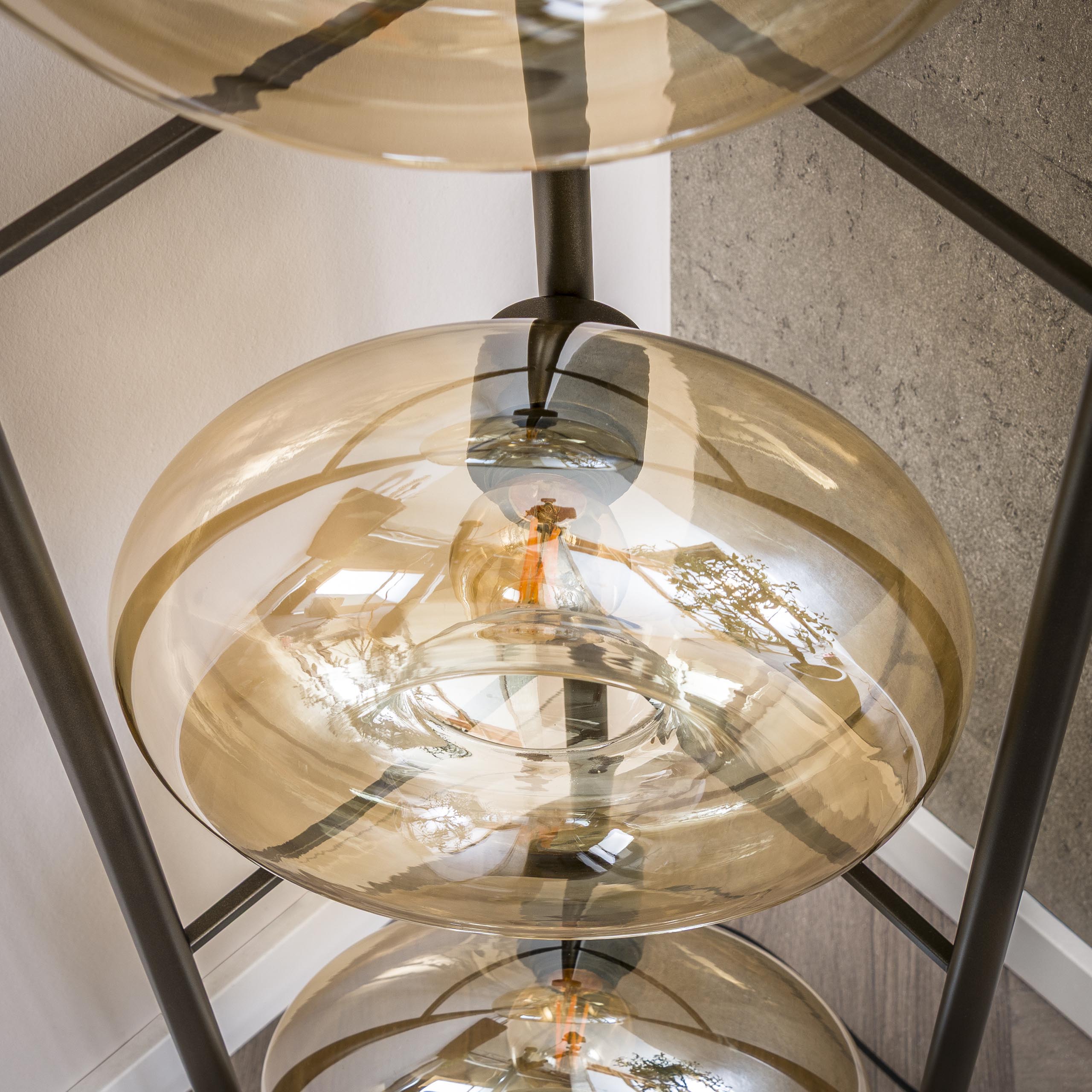 Lampadaire Soll 4 lumières Verre Ambré