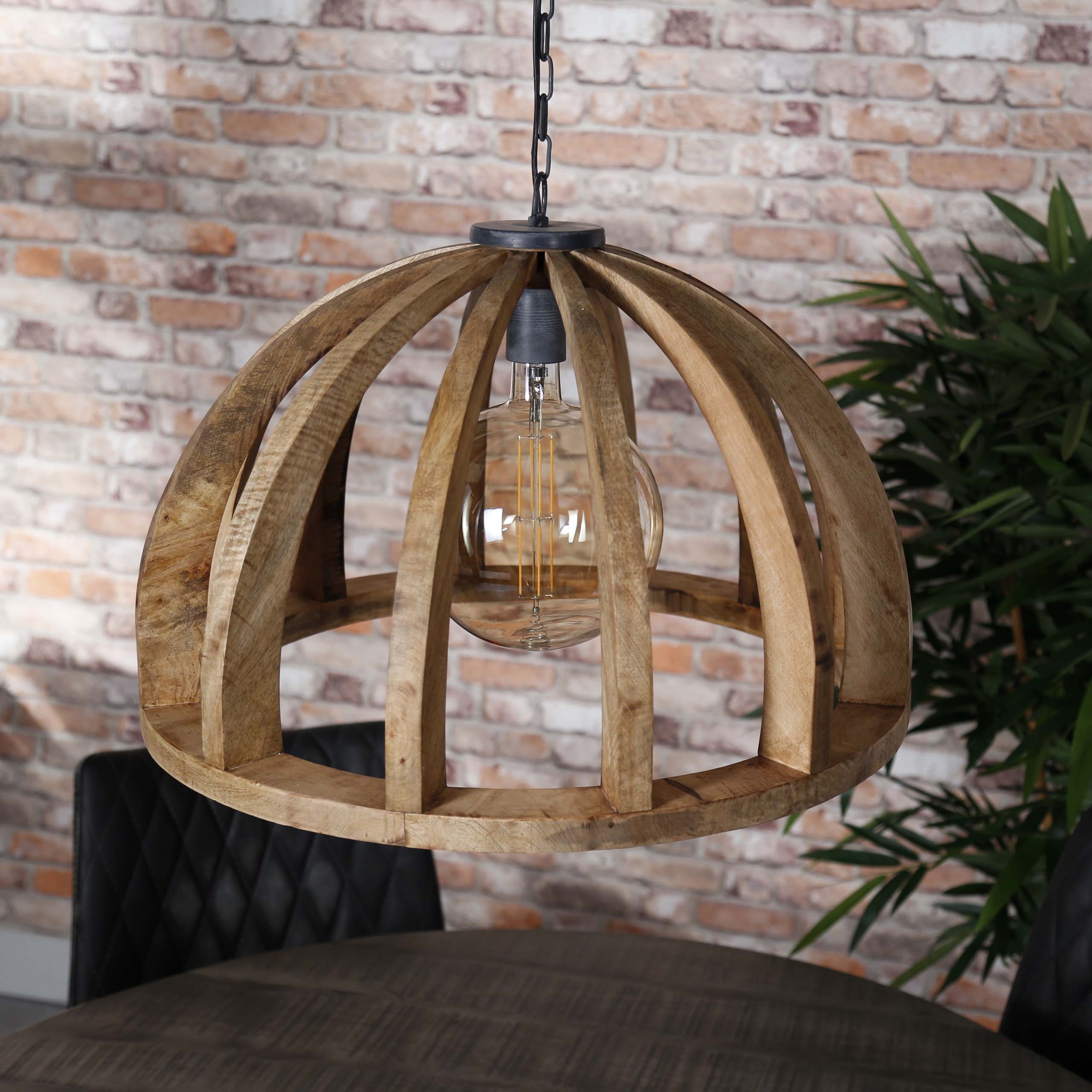 Lampe à suspension Orba 1 lumière Ø60 cm - Manguier massif