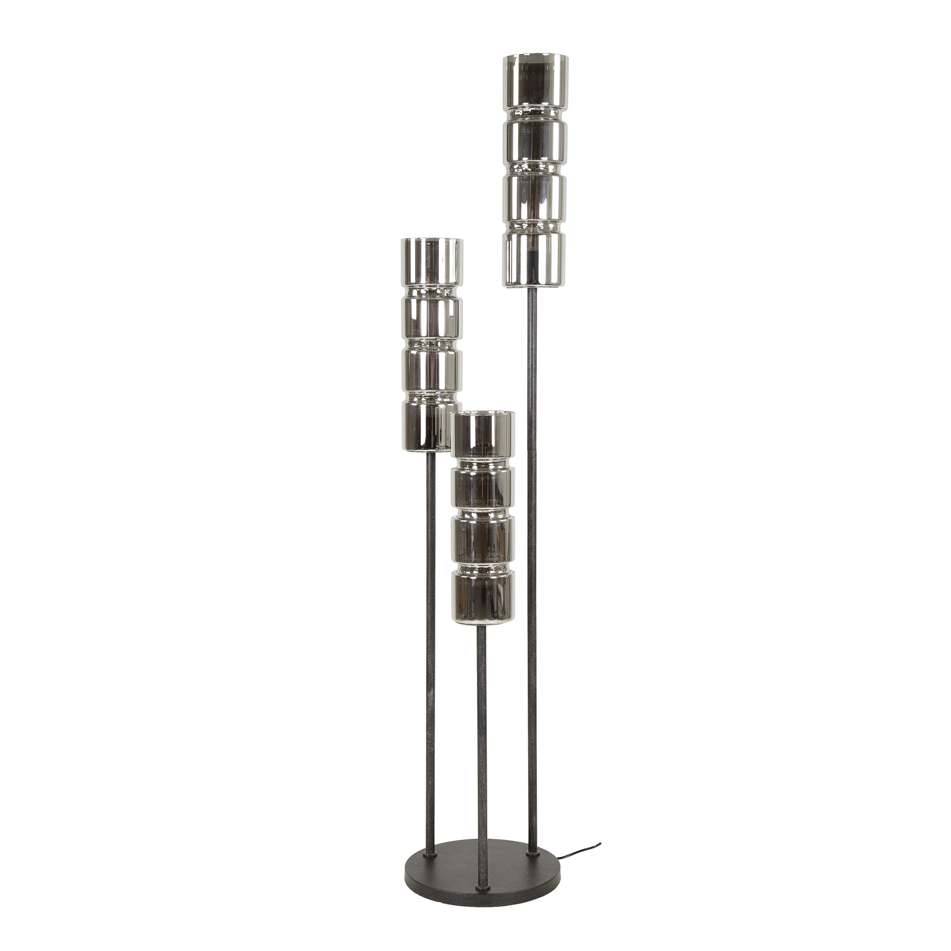 Lampadaire 3L cylindre étagé verre / Noir Artic