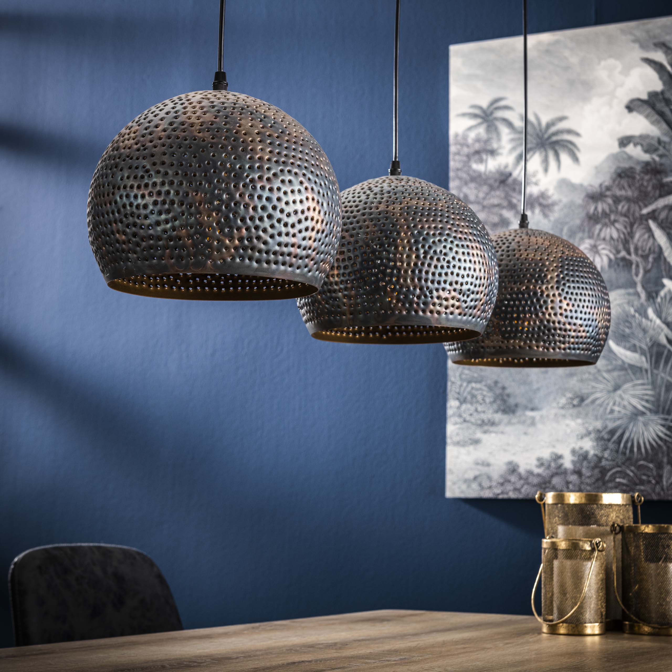 Lampe suspendue 3L Globe poinçon