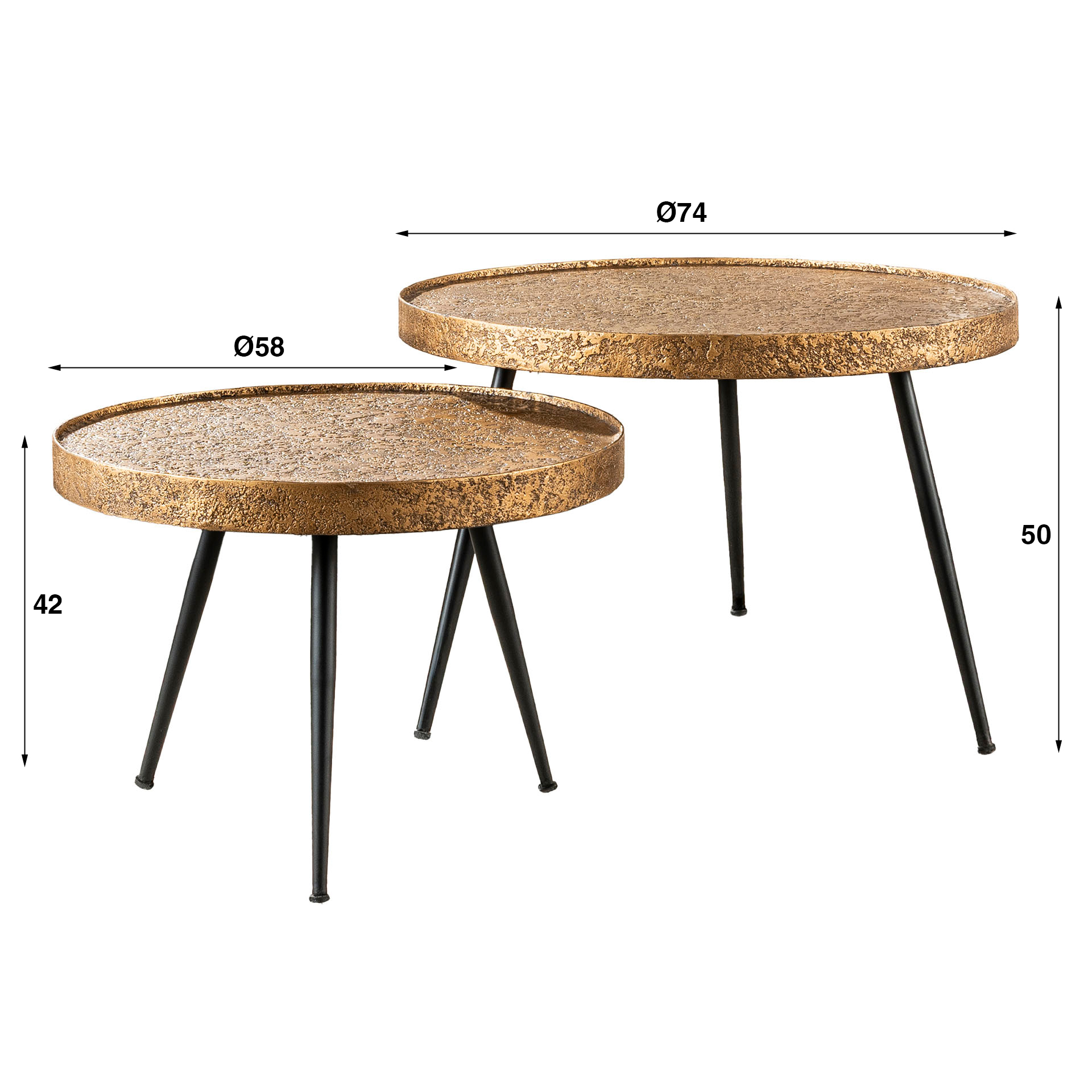 Table basse Acier doré Ø55 set/2