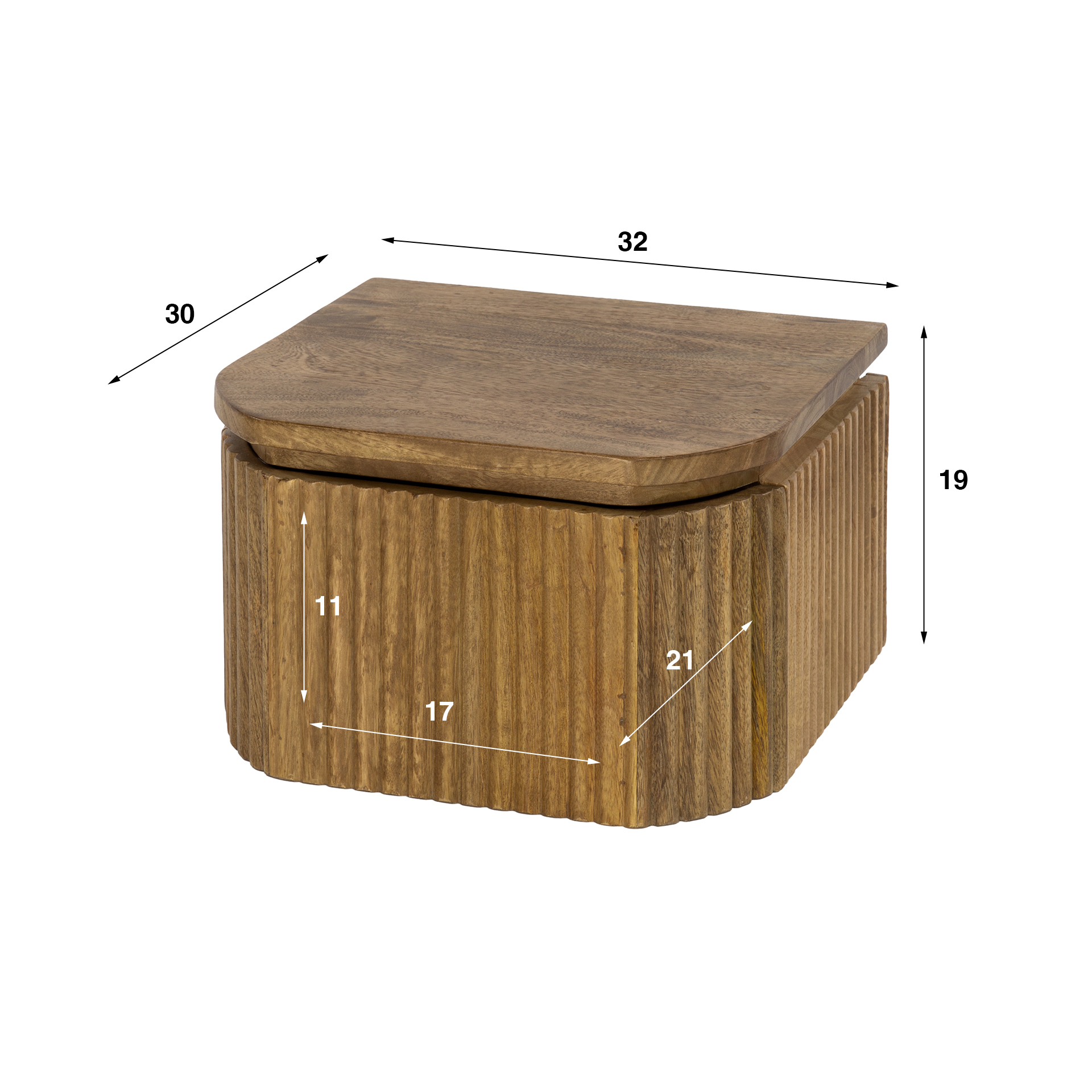 Table de chevet Wave XS flottante 1 tiroir - Manguier massif coloris sable