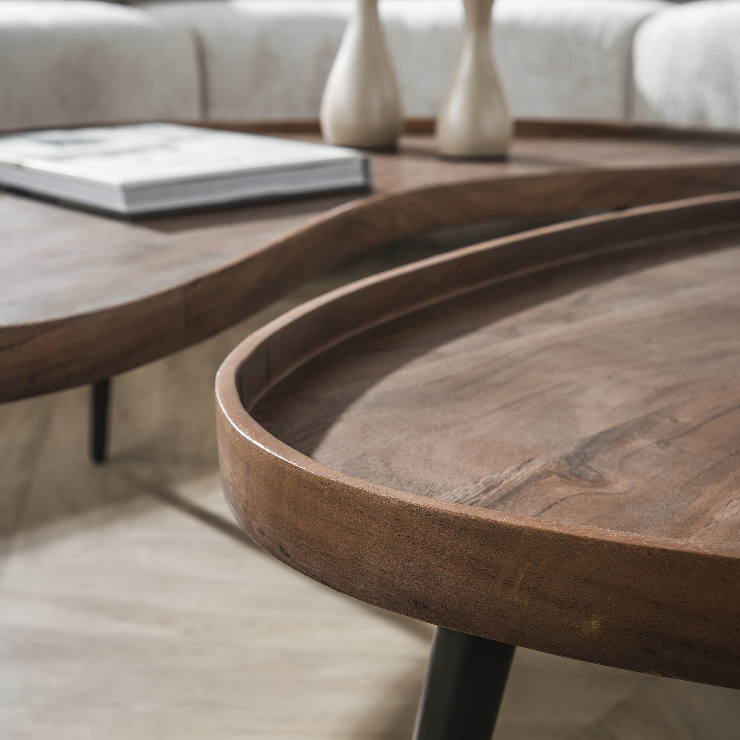 Table basse Carve bio - lot de 2 - marron acacia