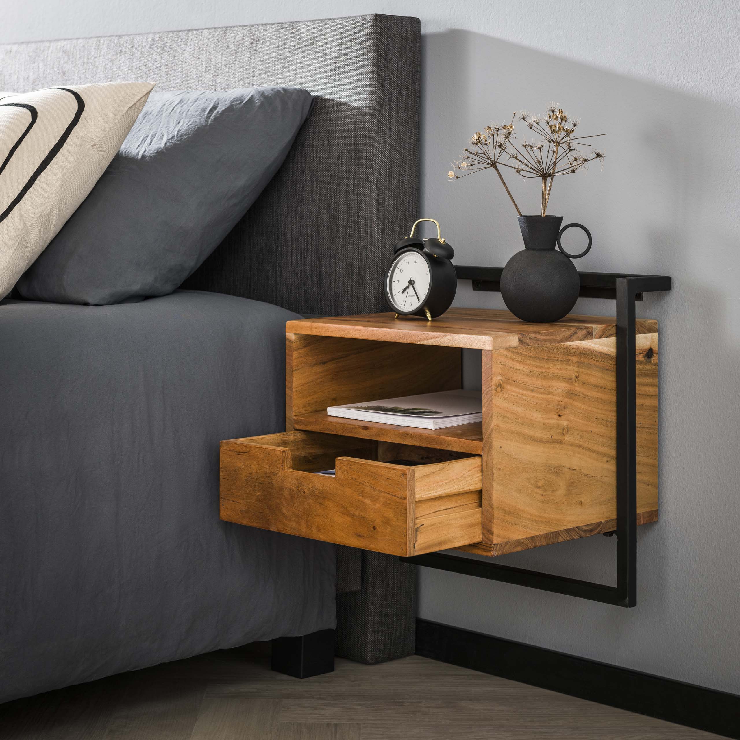 Table de chevet Air Solid - 1 tiroir - Acacia massif