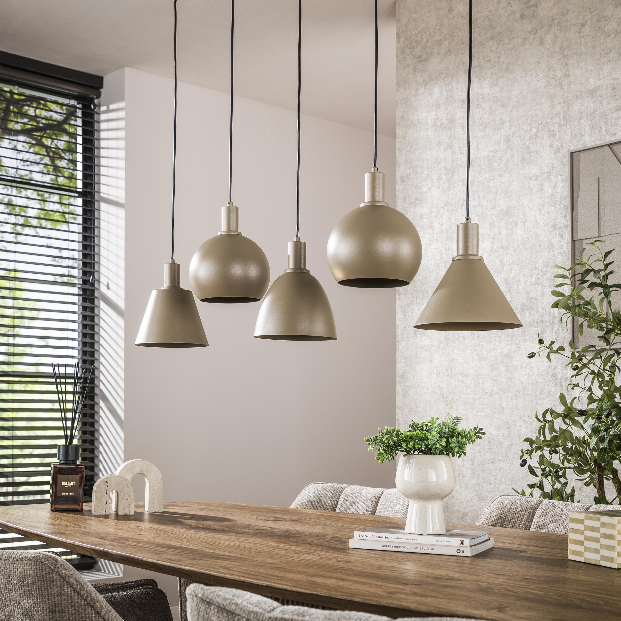 Lampe à suspension Metallo 5 lumières - Beige
