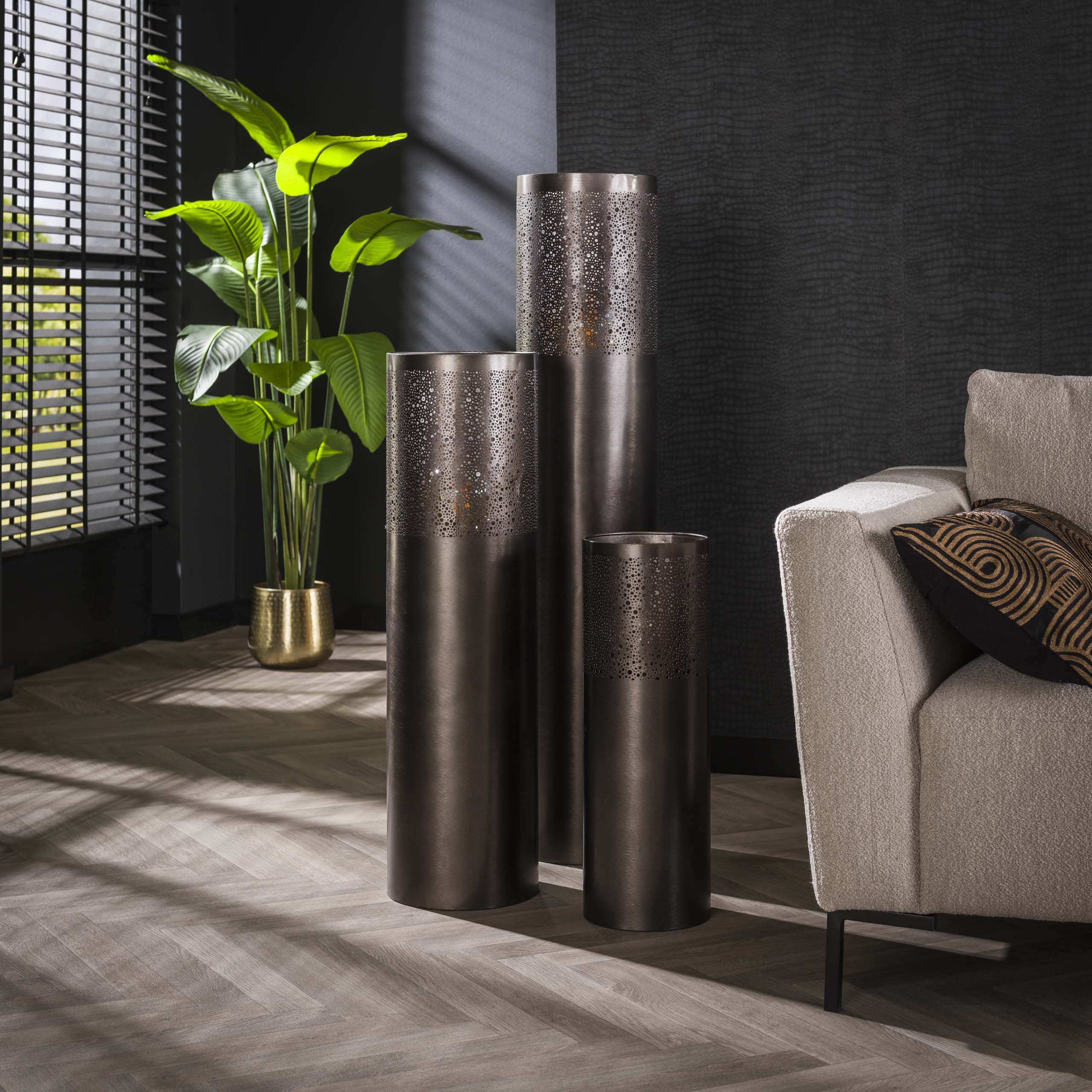 Lampadaire Cylindre Glow 1 lumière 60 cm - Nickel noir