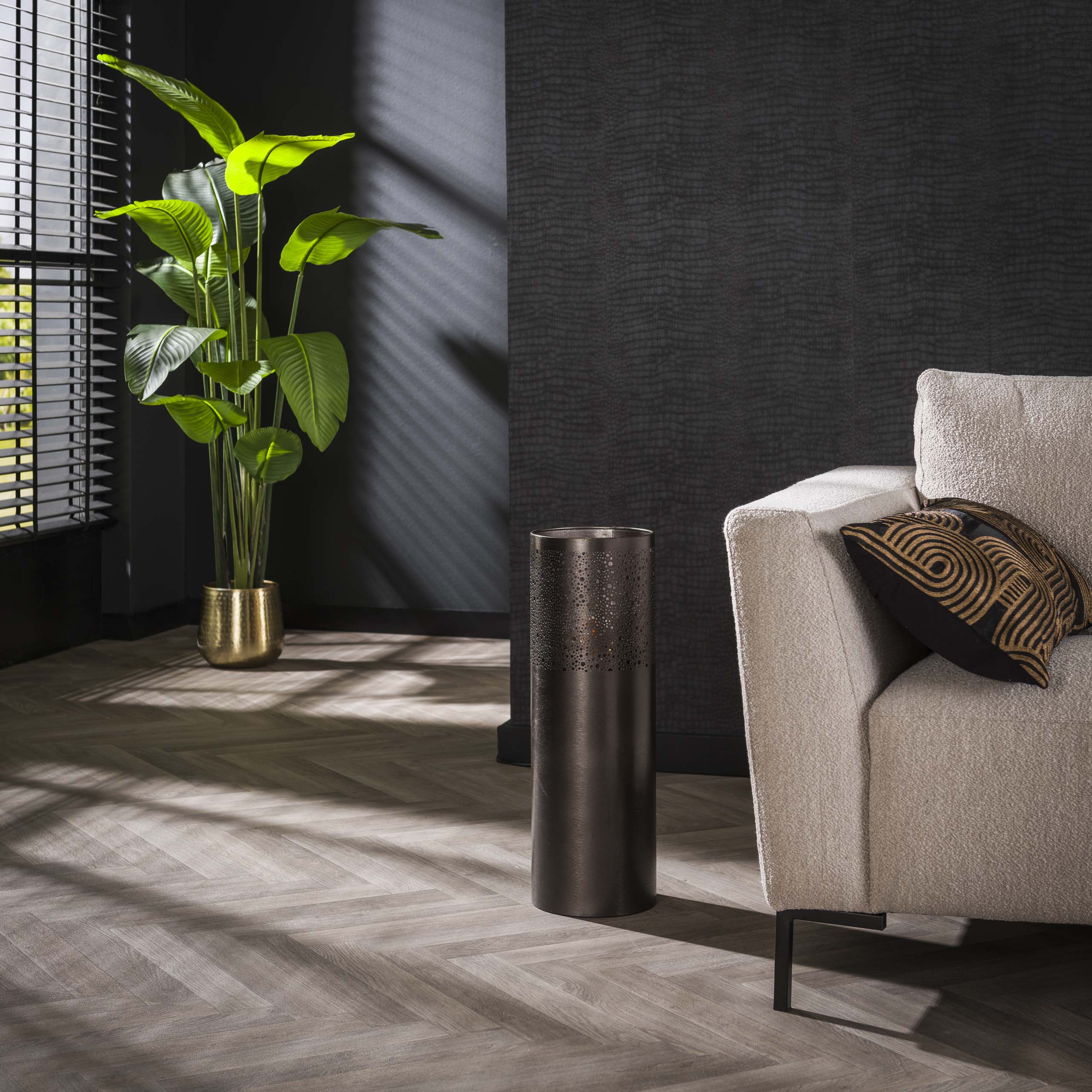 Lampadaire Cylindre Glow 1 lumière 60 cm - Nickel noir