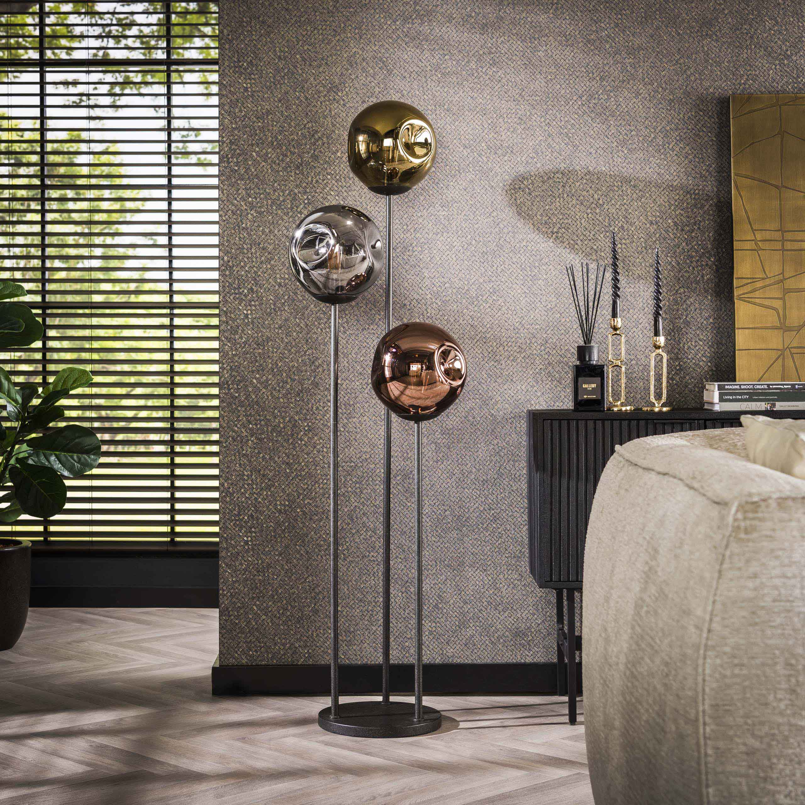Lampadaire Stellar à gradins 3 lumières - Noir arctique
