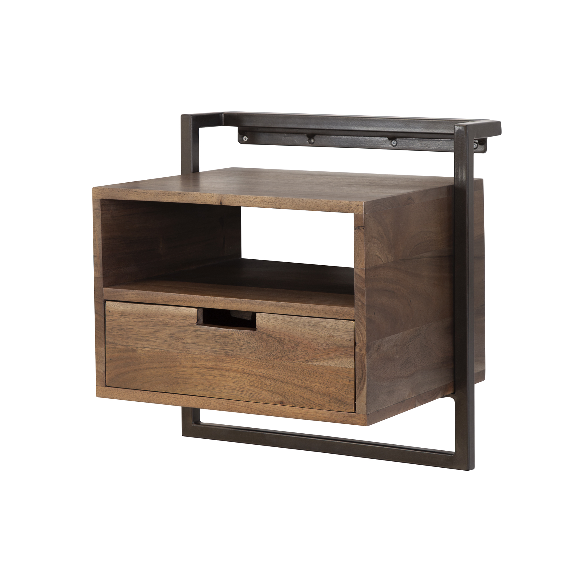 Table de chevet Air Solid 1 tiroir - Acacia massif marron