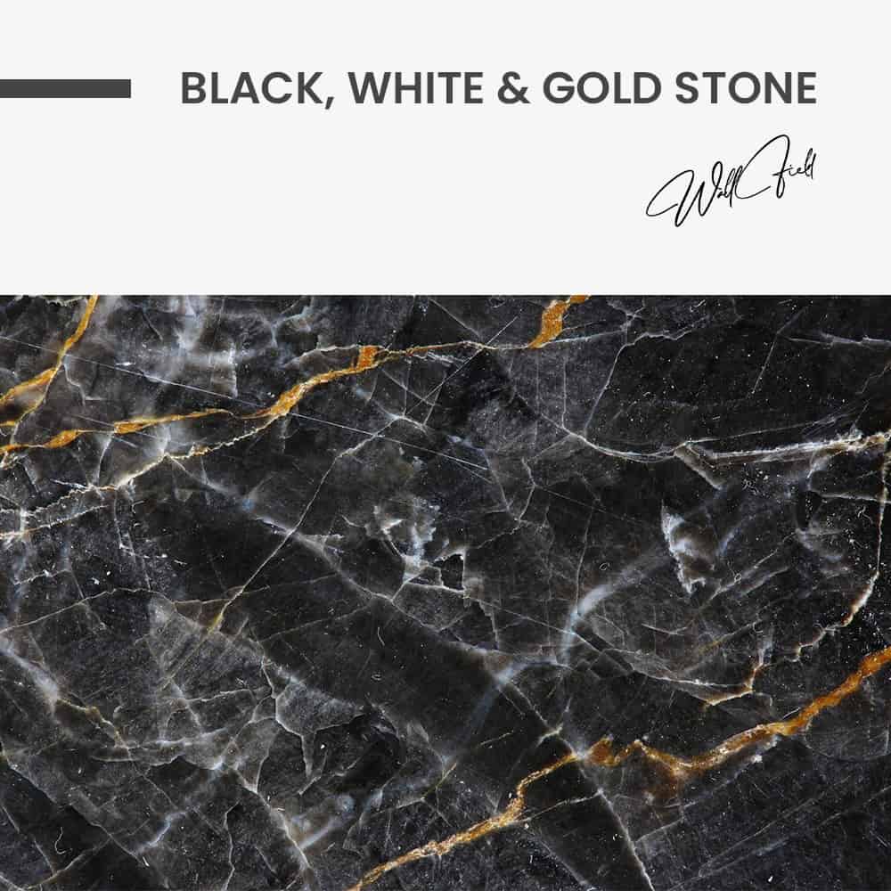 Black,  White & Gold Stone – Verre