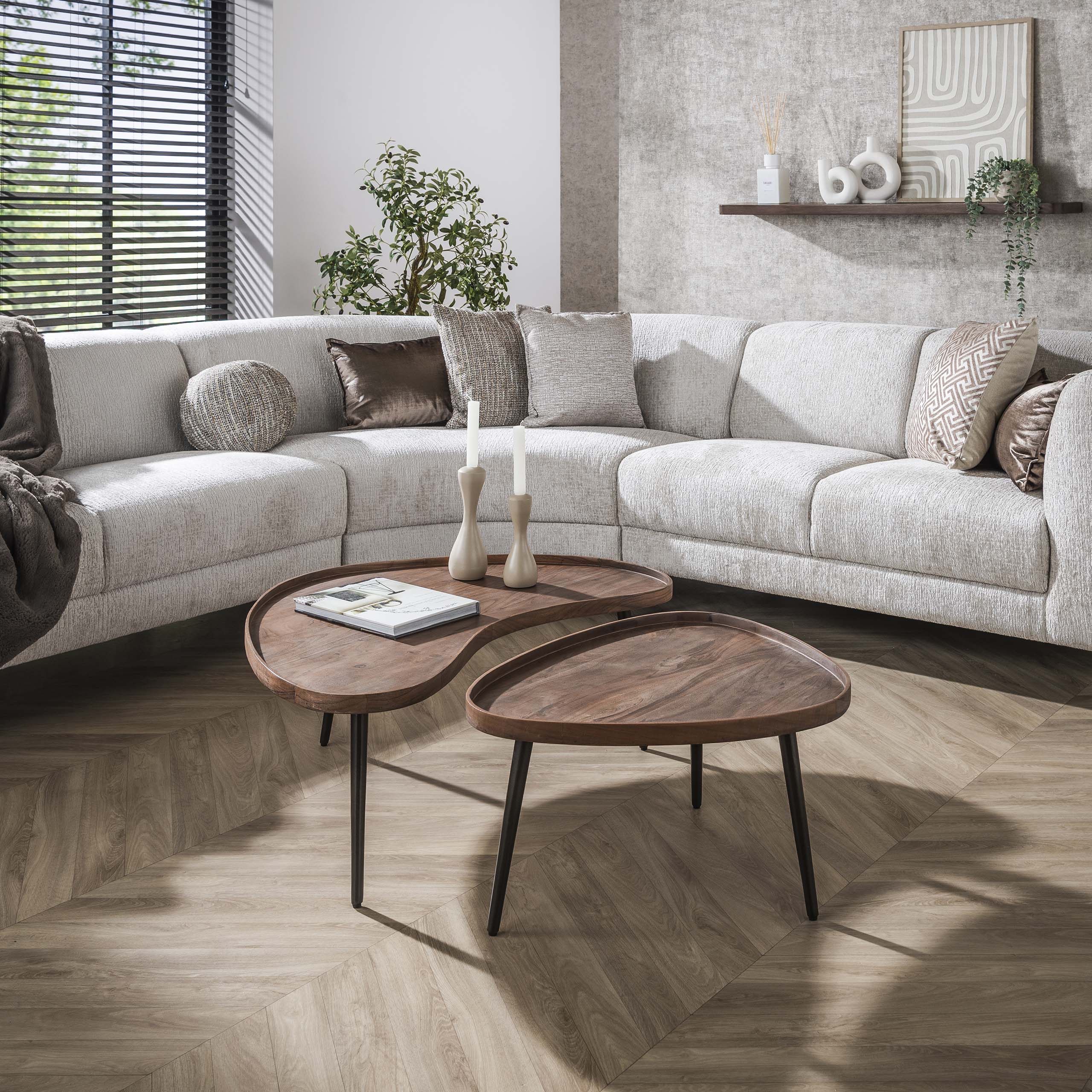 Table basse Carve bio - lot de 2 - marron acacia