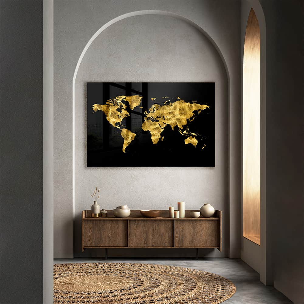 Golden World Map – Verre
