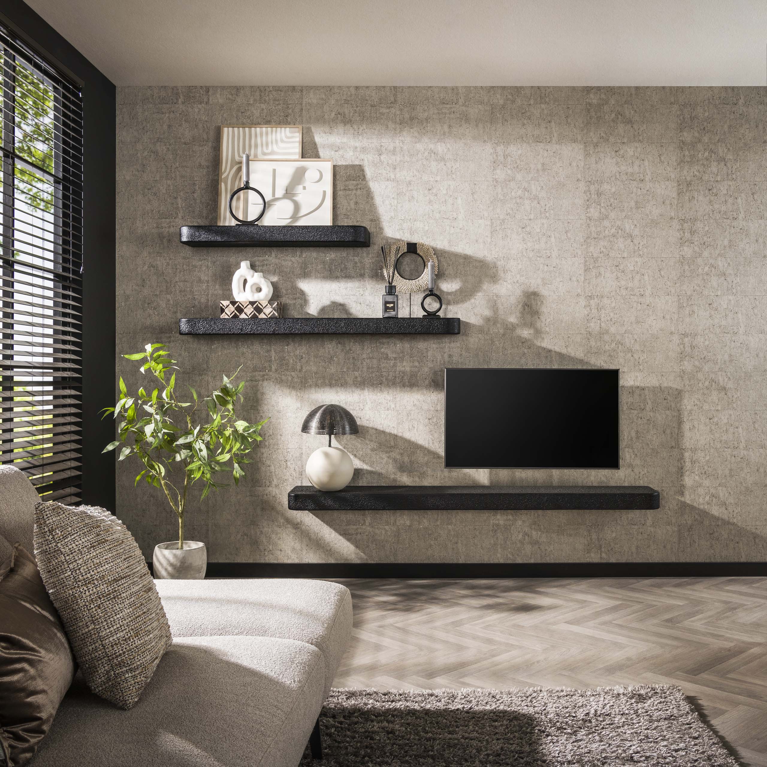 Etagère murale 100cm métallisé / Gris