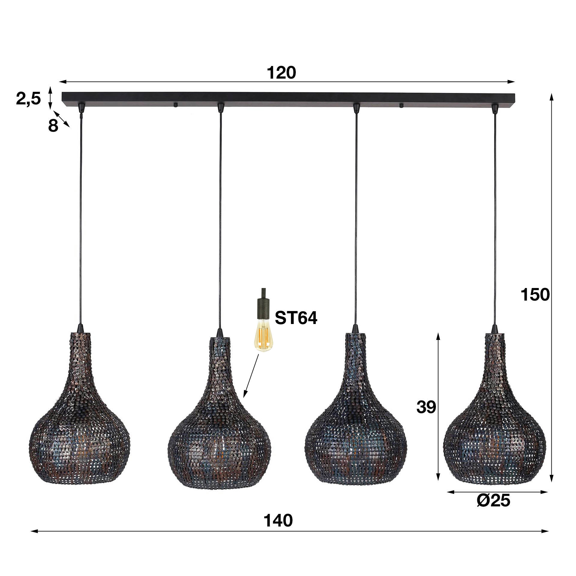 Lampe suspendue 4L Droplet Mesh