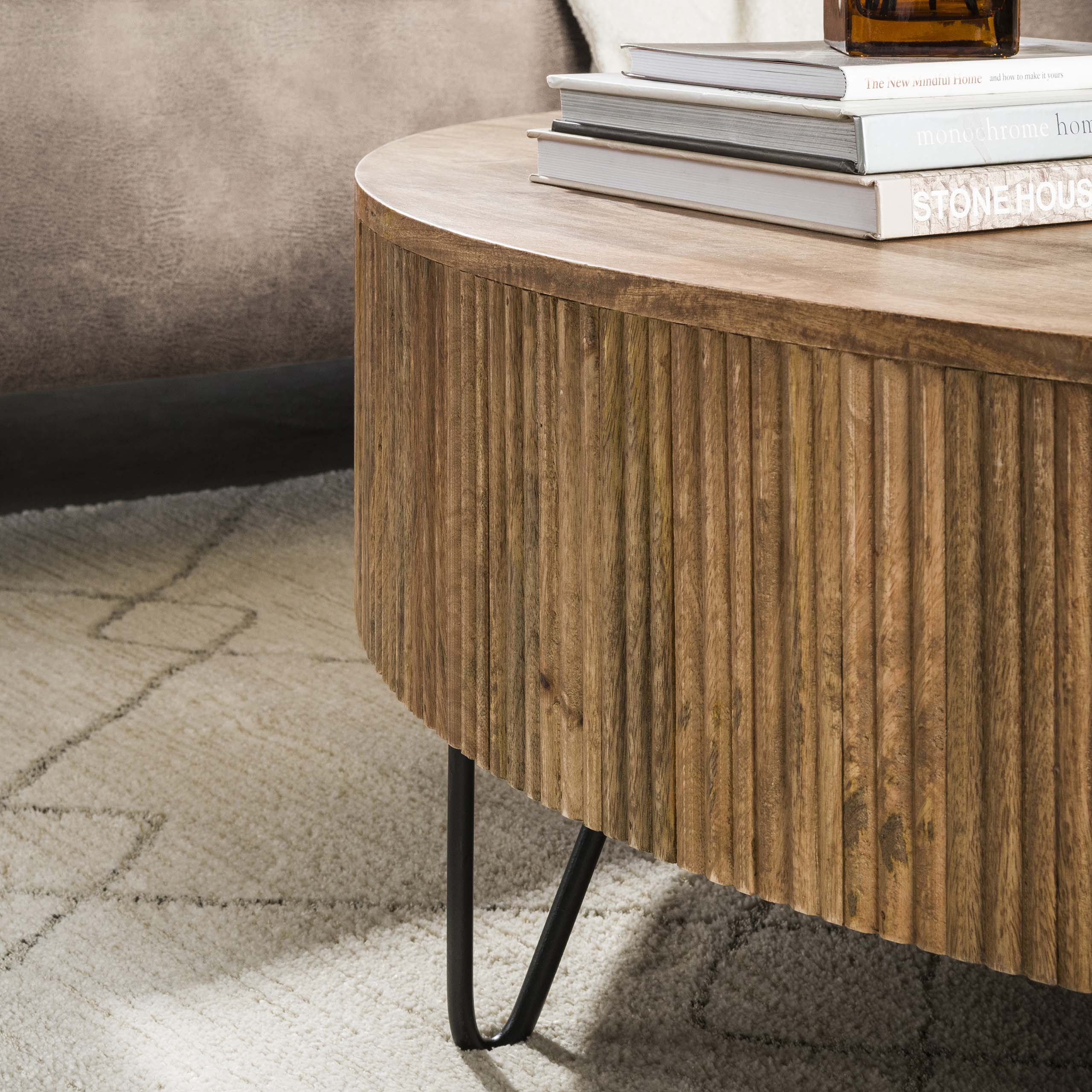 Table basse Wave Ø120 cm - Manguier massif sable