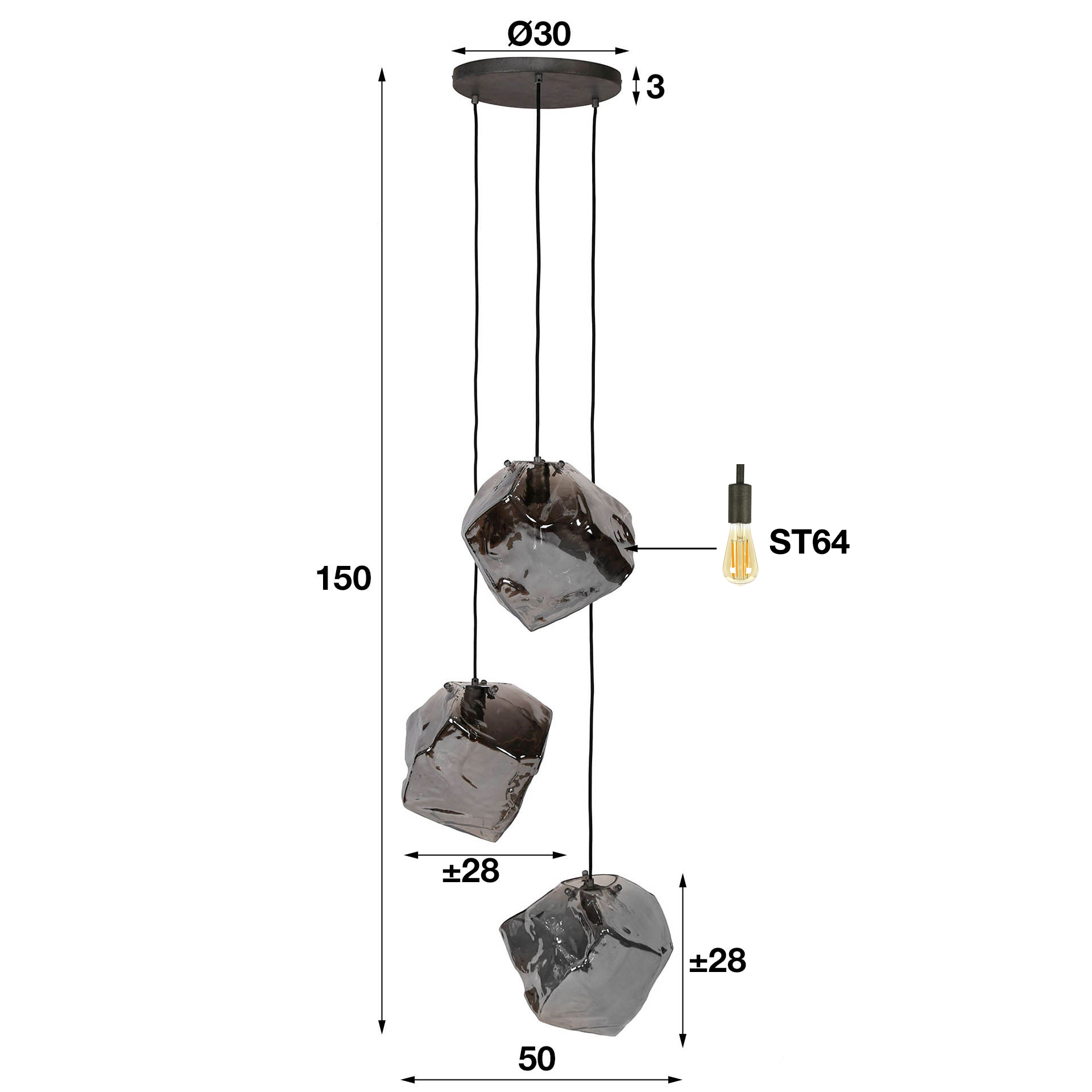 Lampe suspendue 3L Meteor à gradins