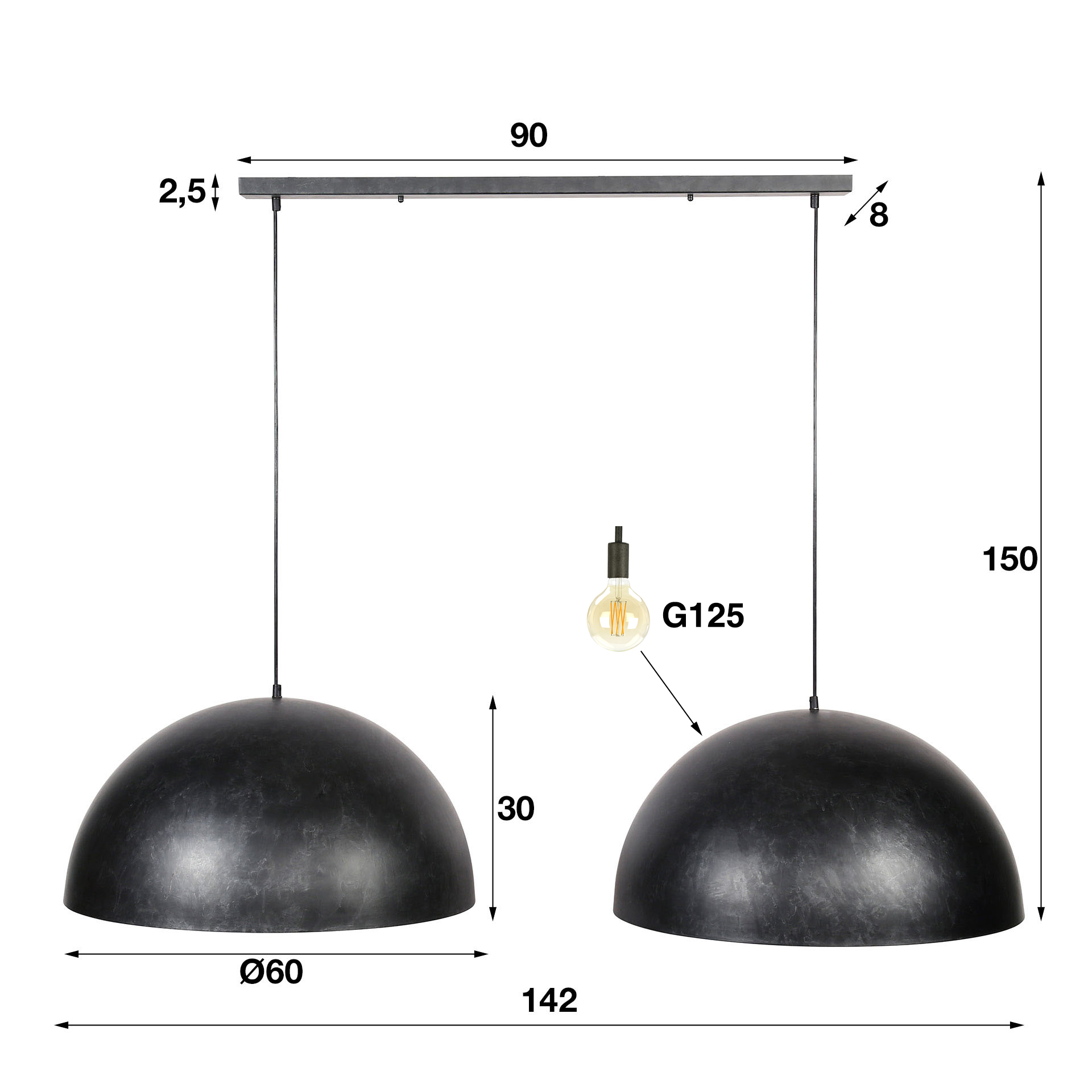 Lampe suspendue 2L Renflement