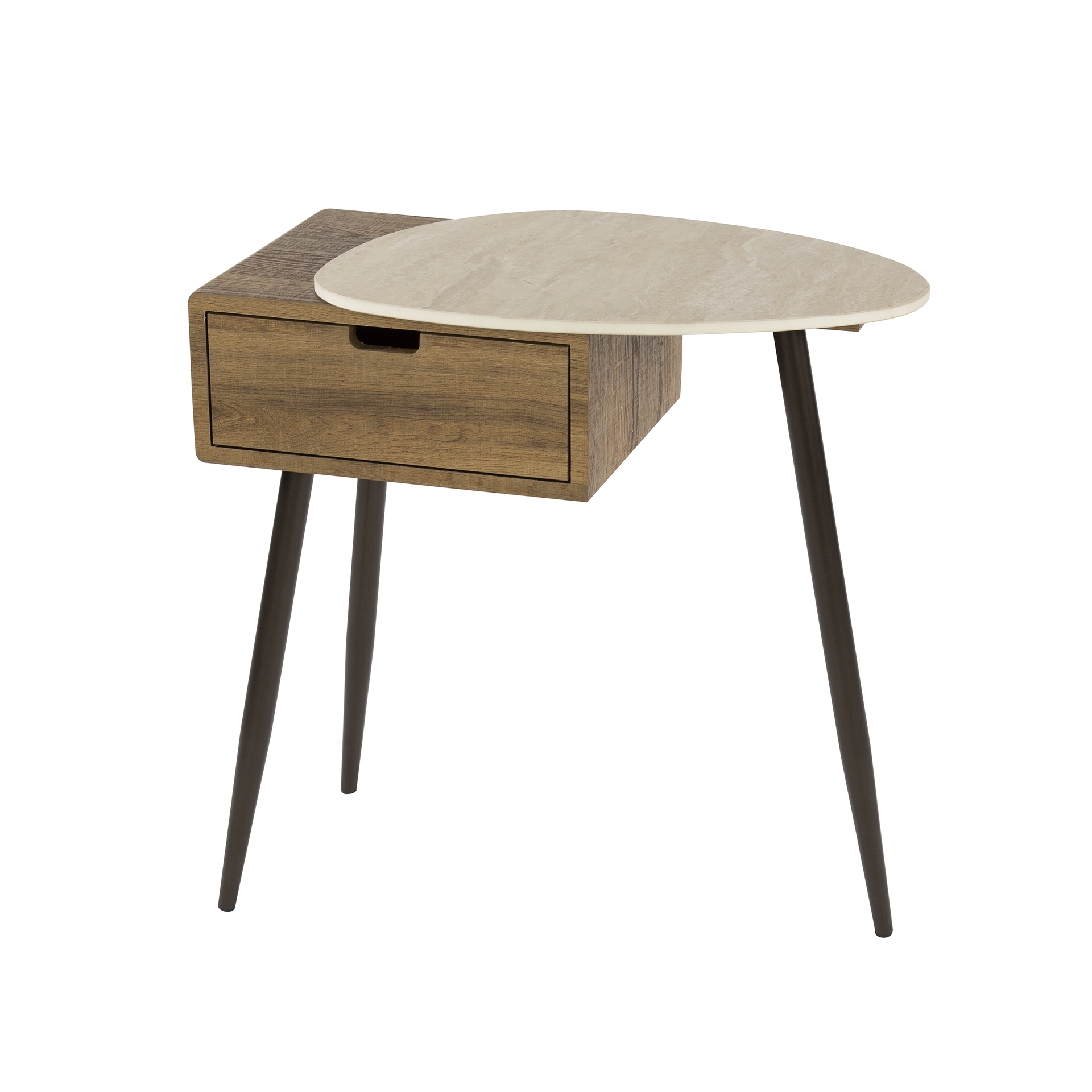 Table de chevet Travino 1 tiroir droit - Céramique travertin