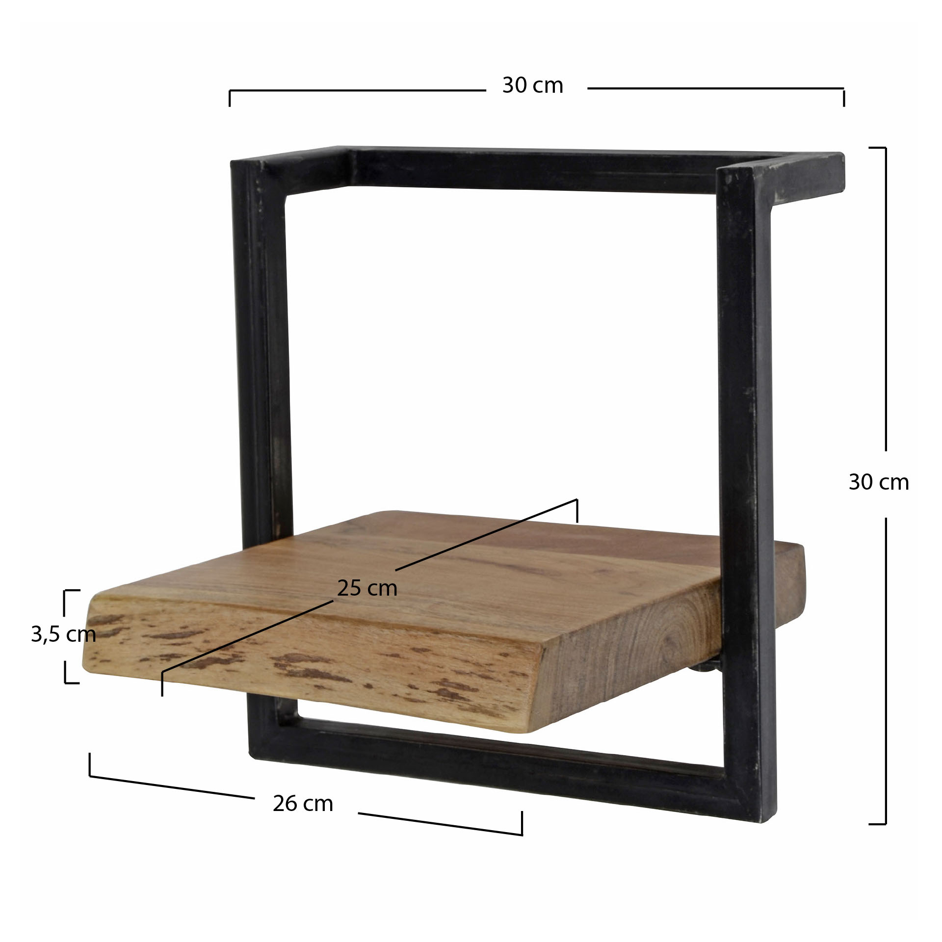 Etagère murale Edge Frame 30 cm - Acacia massif