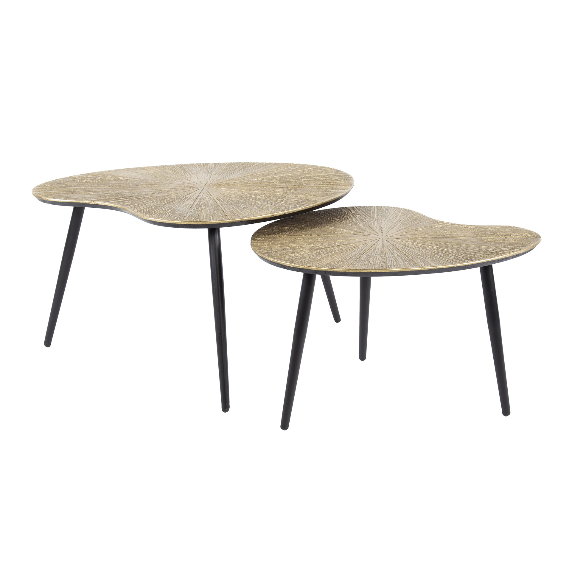 Table basse Ray en forme de rein - lot de 2 - or antique