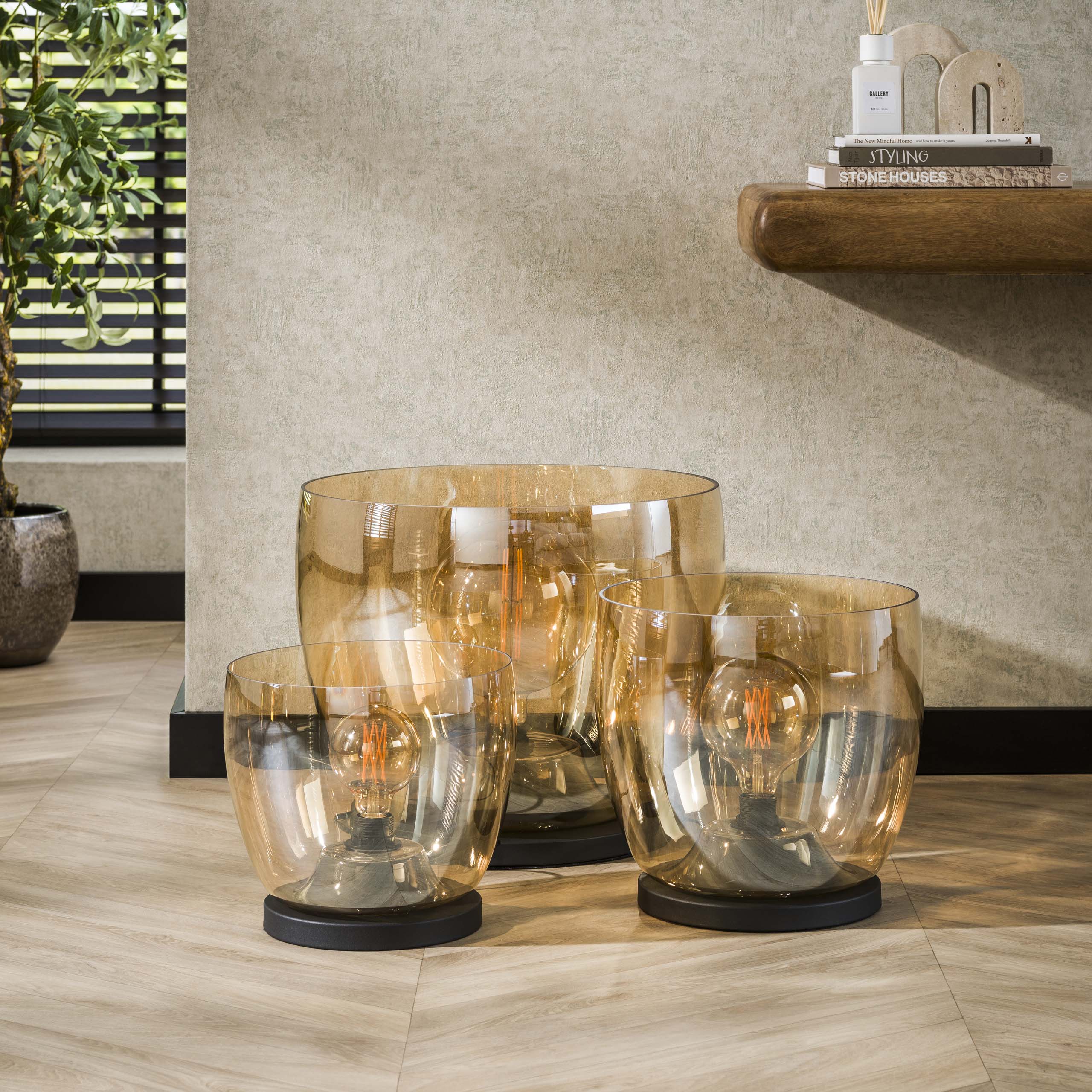 Lampadaire UP XXL 1 lumière - Verre ambré