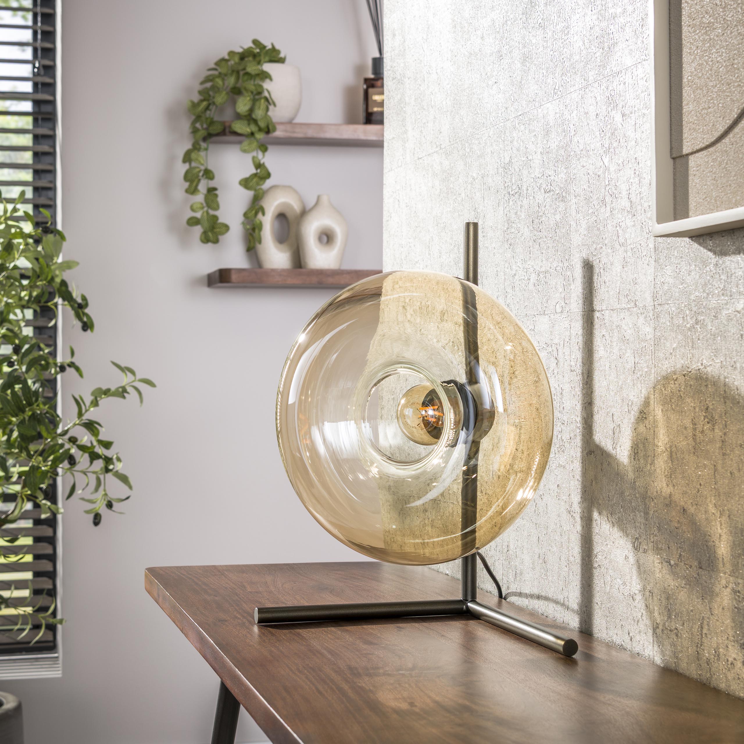 Lampe de table Soll 1 lumière - Verre ambré