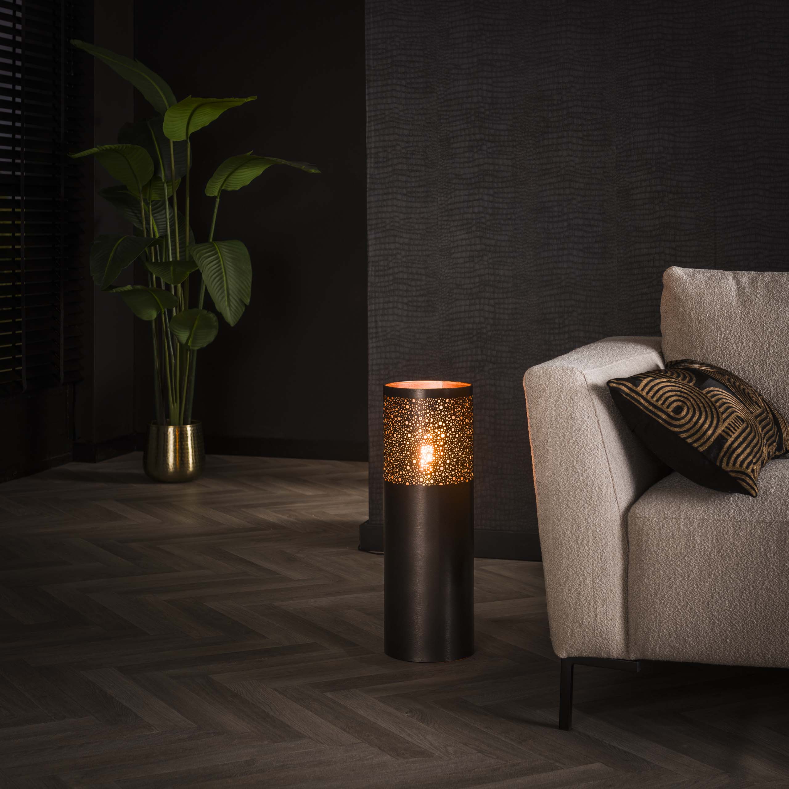 Lampadaire Cylindre Glow 1 lumière 60 cm - Nickel noir