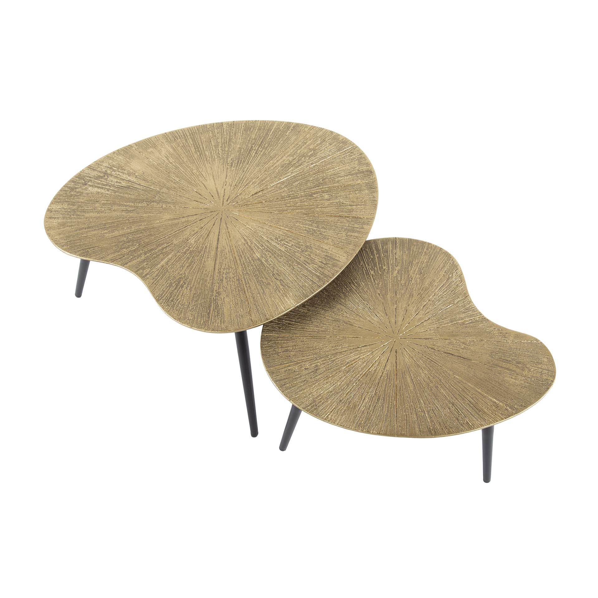 Table basse Ray en forme de rein - lot de 2 - or antique