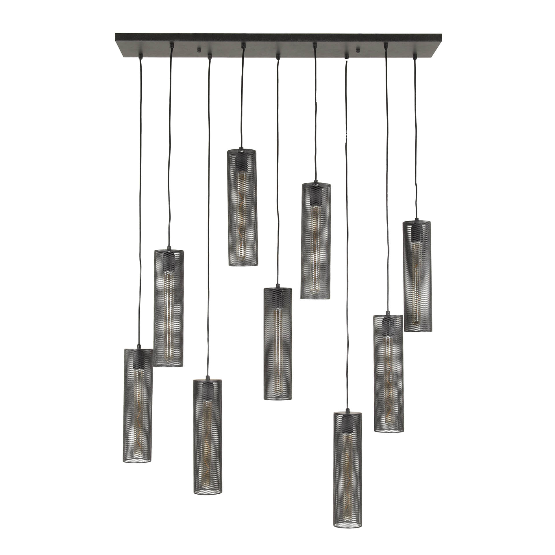 Lampe à suspension 5+4 tubes en maille / Noir Artic