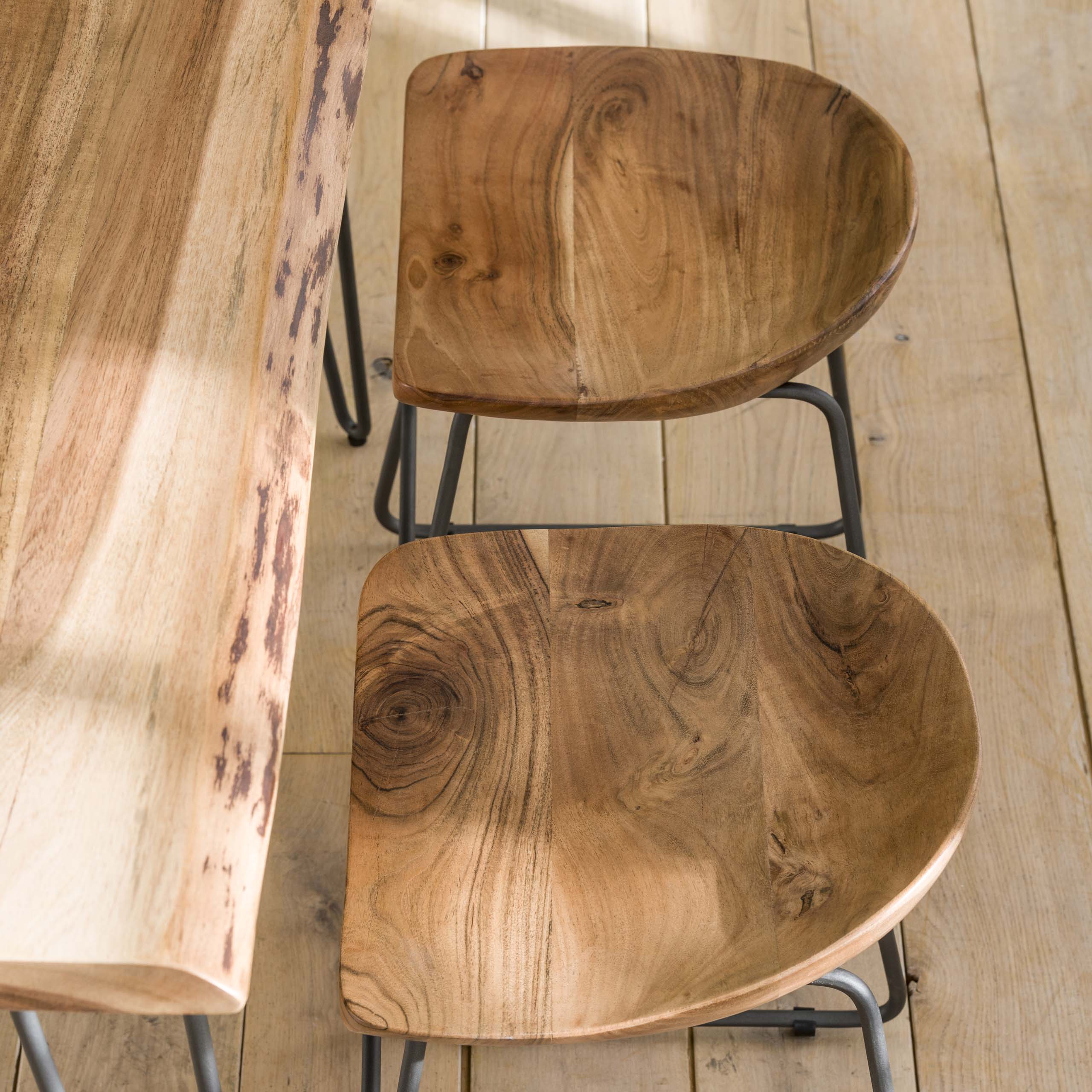 Tabouret Ergo - emballé par 2 - Acacia massif